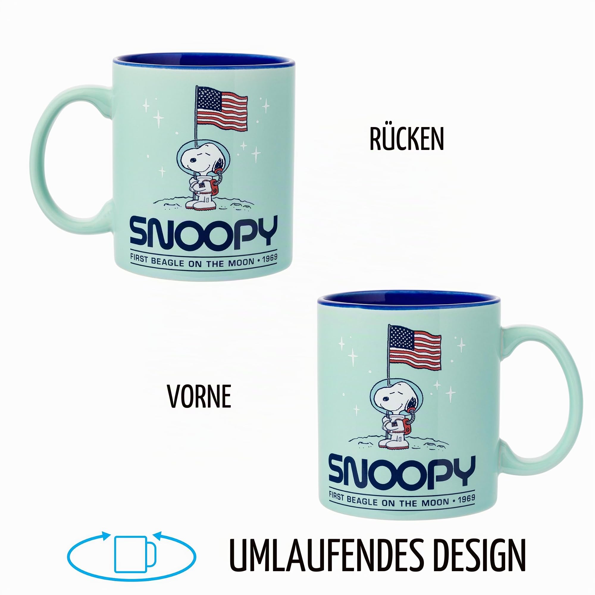 Silver Buffalo Peanuts Keramiktasse "First Beagle on the Moon" mit Snoopy, 590 ml | Zuerst 0,59 Liter