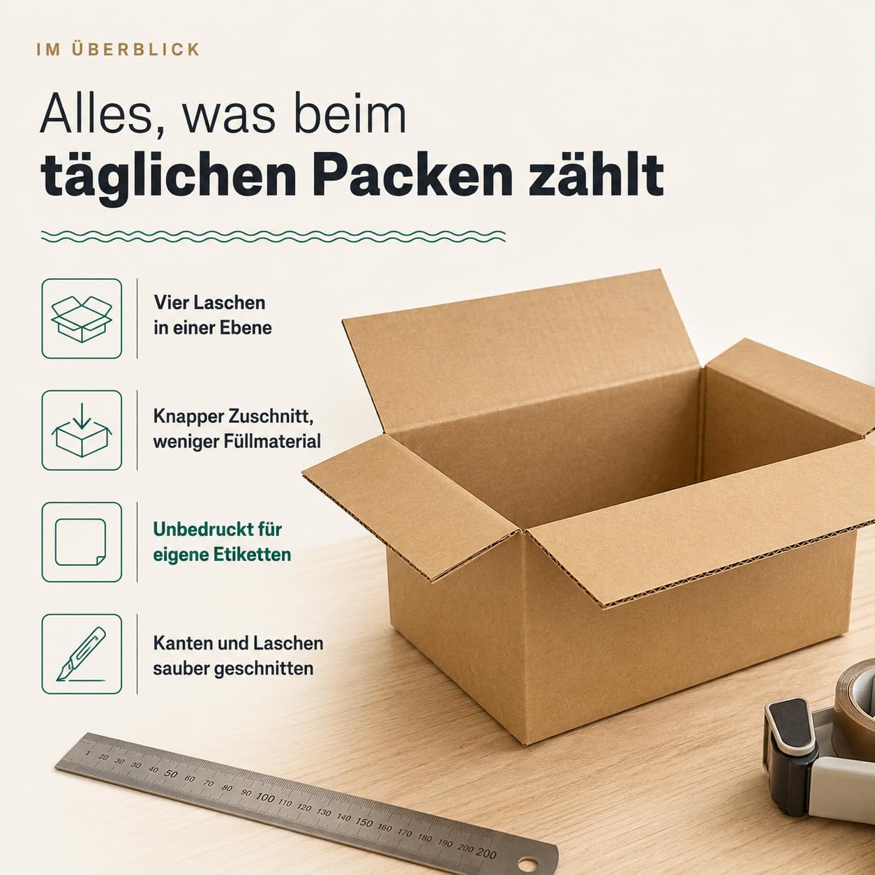 GiDeli Versandkartons Klein 25x20x15 cm - Kartons für den Versand, 60 Stück - 5-lagige Wellpappe, BC-Welle, FEFCO 0201 - Braun unbedruckt - Flach gestapelt, für Bücher, Kleidung, Tassen - Recycelbar