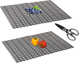 Kitchen Sink Mat for Stainless Steel/Ceramic Sinks,2 Pack Dish Sink Mats for Kitchen Sink with Scissors, Fast Draining,Easy to Clean,DIY Cut,15.7 X 11.8 Inch(Light Black)