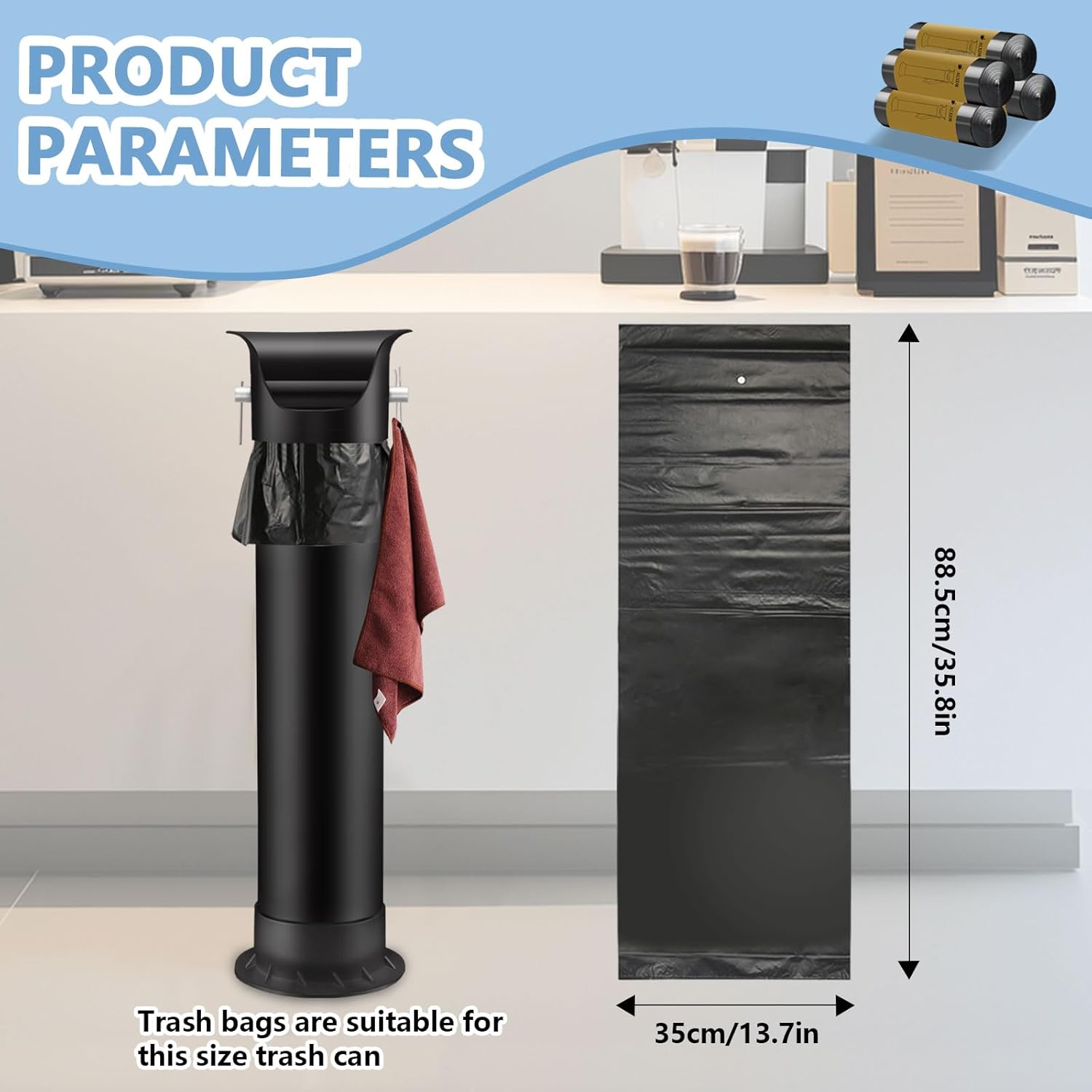 Espresso Knock Box Garbage Bags for Commercial Floor Standing coffee knock box Large trash bags for Coffee Grounds for Shop, Bar, Kitchen (4Roll/100pcs)