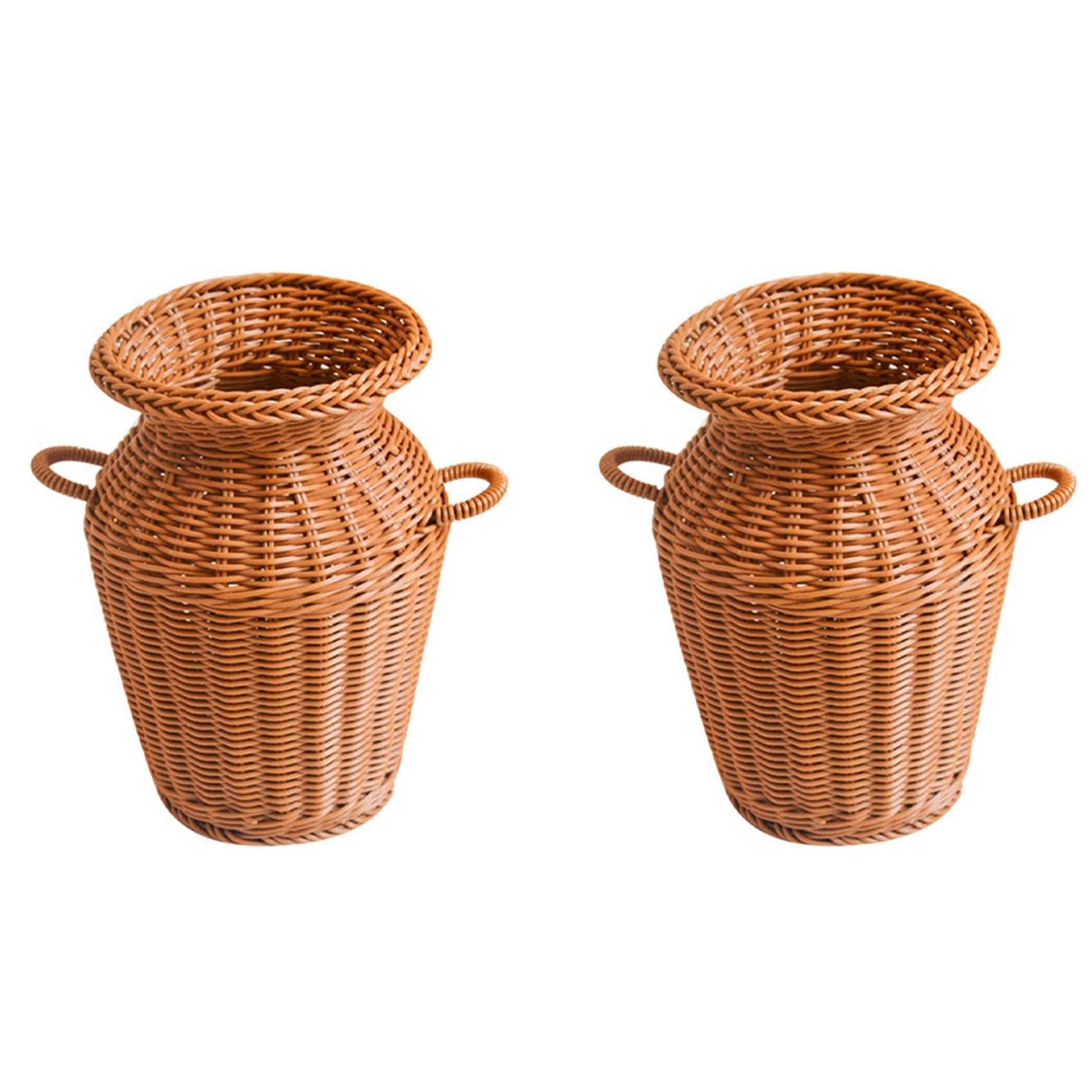 Hndhbfgrt 2X Imitation Rattan Woven Vase Art Vase Tabletop Decoration Plants Flower Pot Faddish Flower Rattan Crafts