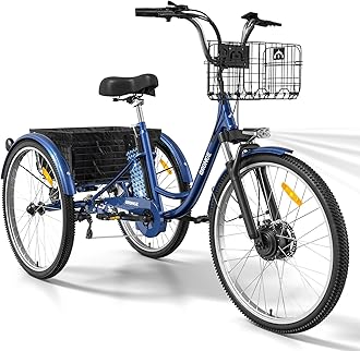 Electric Tricycle for Adults, 750W 36V Electric Trike, 50 Miles Range, 26'' Three Wheel Electric Bicycle, 7 Speeds Electric Tricycle with Large Basket