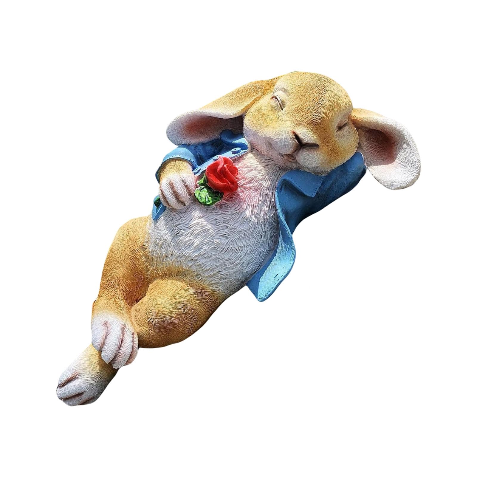 TFAOYS Easters Resins Sleep Bunnies Holding Flower Figurine Miniature Rabbits Statue Ornament for Home and Garden Decoration Easters Party Decoration