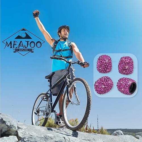 Vista 64 de 4 tapas de válvula de vástago de neumático con diamantes de cristal brillante, a prueba de polvo, tapas universales para válvulas de neumáticos