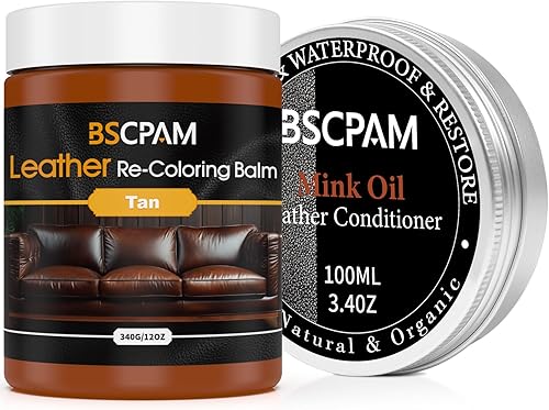 Miniatura 31 de Bálsamo recolorante de cuero marrón medio, restaurador de color de cuero de 12 oz para sofás, kit de reparación de cuero para muebles, tinte