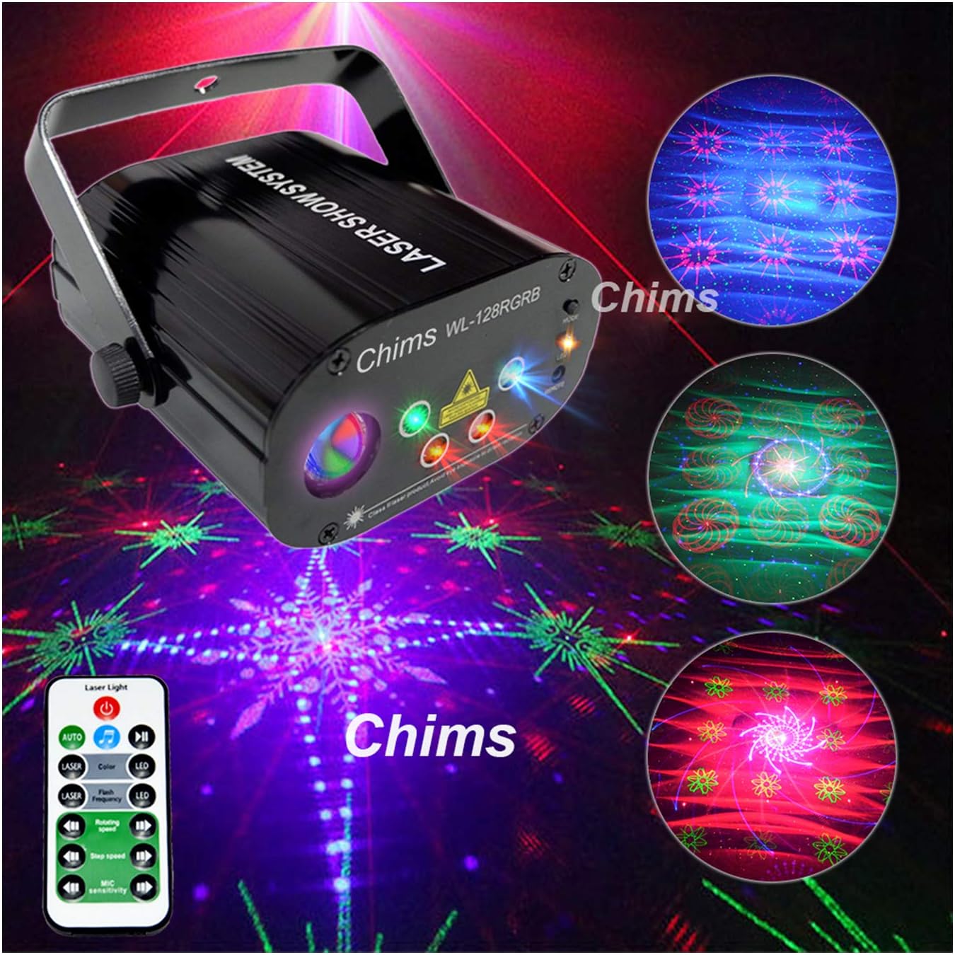 ChimsDJ Party Lights Red Green Blue 128 Patterns RGB Colorful LED Ripple Wave Lighting for Birthday Party DJ Stage Disco Music Festival Gift Christmas Thanksgiving Xmas Party (RGB 128 Patterns)…