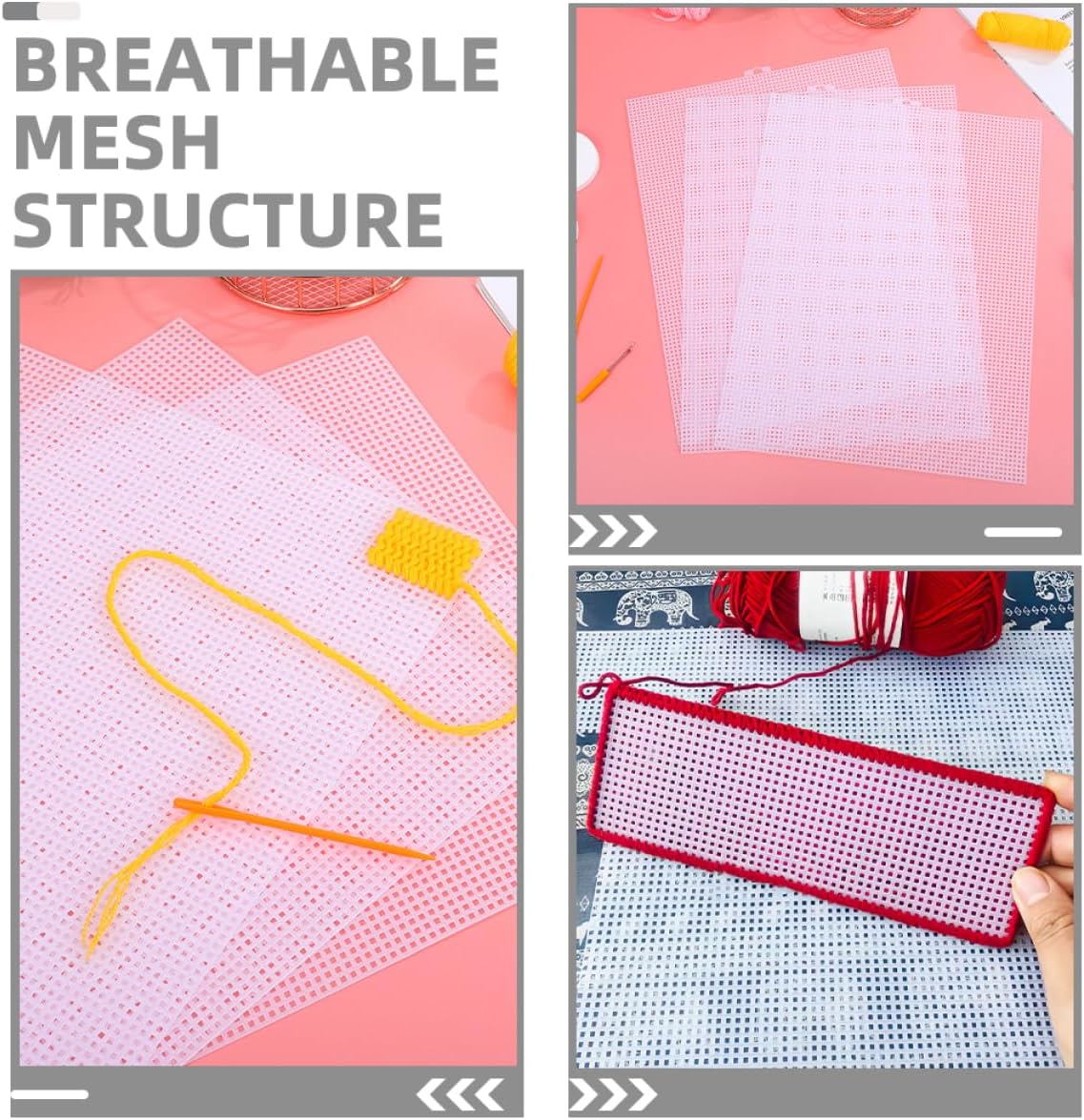 TEHAUX 4pcs Plastic Mesh Canvas for Embroidery Crafting and Crochet Projects Flexible and Easy to Cut Enhances Design for Creative DIY Activities