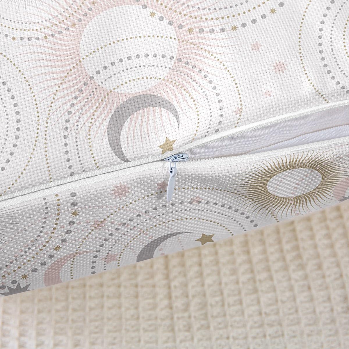 richhome Federa per cuscino con sole, luna, cielo stellato, galassia bohémien, 40,6 x 40,6 cm, per bambini e adulti, costellazione con stelle scintillanti, decorazione per auto, camper, ufficio