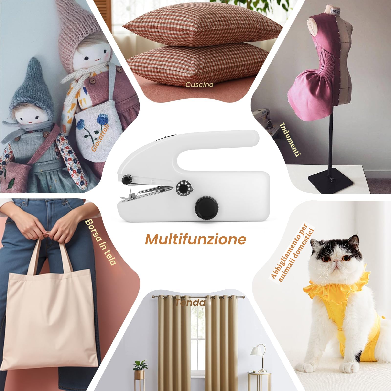 Macchina Cucire Portatile 2 Velocità – Leggera, Compatta, per Principianti | Cucitrice Portatile Leggera, Kit Accessori Completo. Cuce Jeans, Tende, Cotone spesso 1,8 mm. Perfetta per Emergenze e DIY
