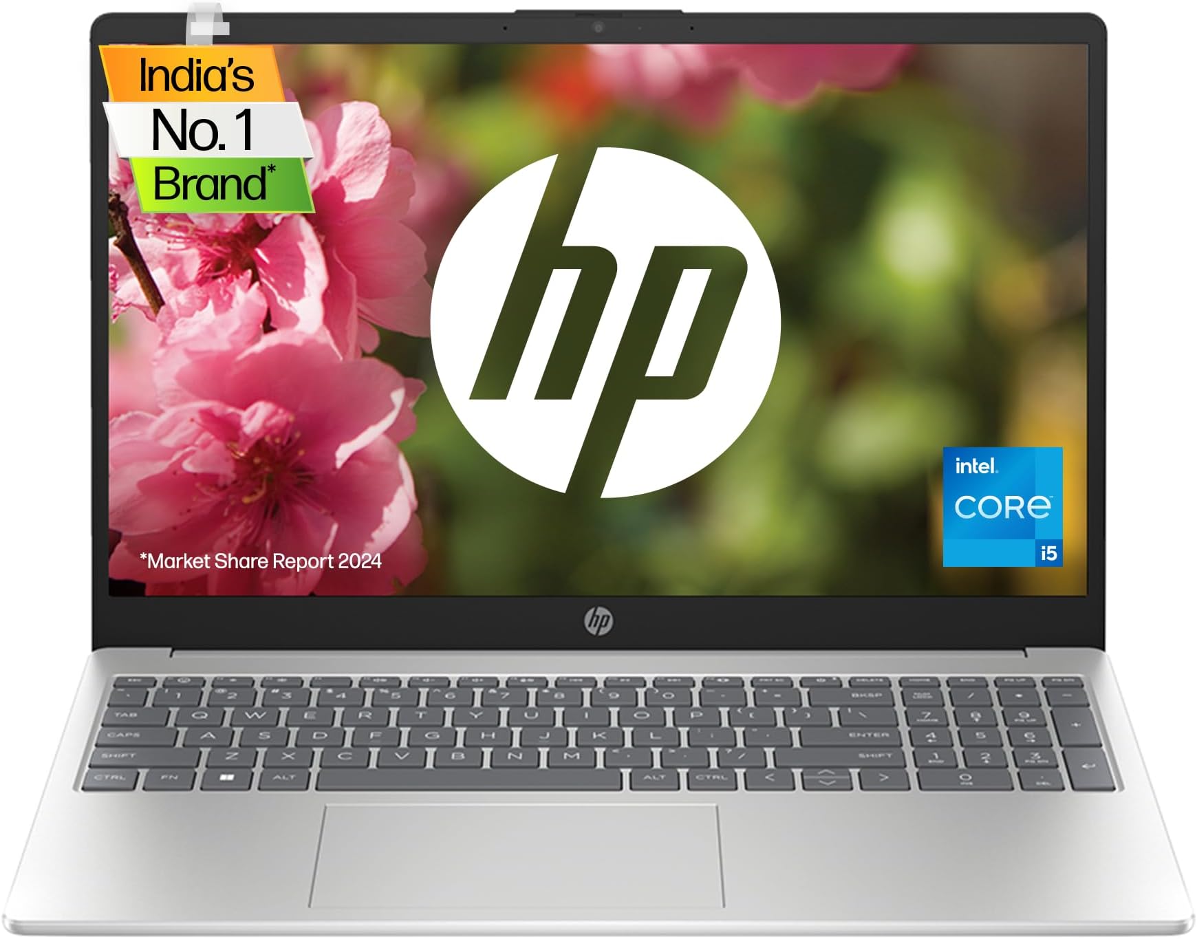 HP Laptop 15, 13th Gen Intel Core i5-1335U, 15.6-inch (39.6 cm), FHD, 16GB DDR4, 512GB SSD, Intel Iris Xe Graphics, FHD Camera w/Privacy Shutter (Win 11, MSO 2021, Silver, 1.59 kg), fd0013TU