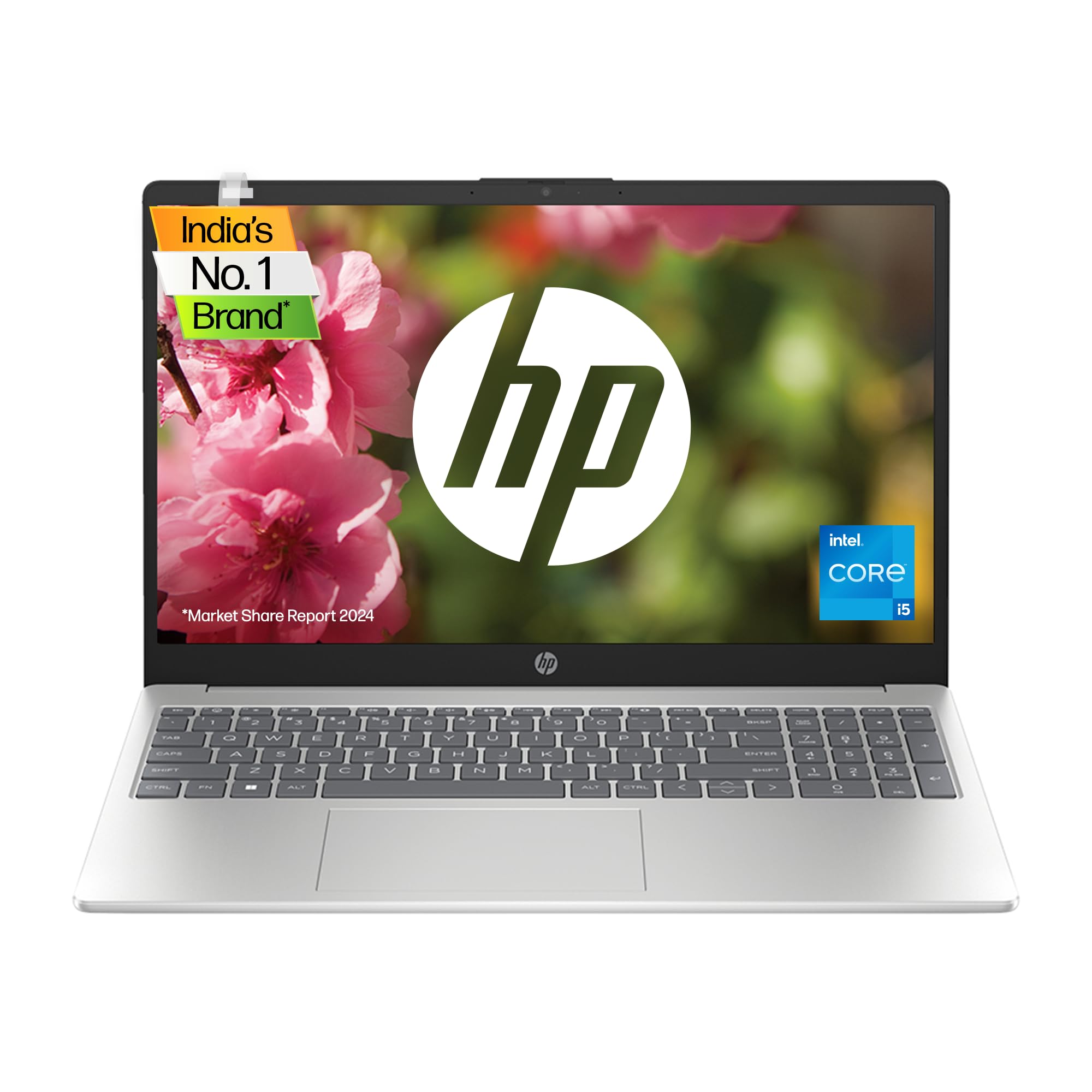 HP Laptop 15, 13th Gen Intel Core i5-1335U, 15.6-inch (39.6 cm), FHD, 16GB DDR4, 512GB SSD, Intel Iris Xe Graphics, FHD Camera w/Privacy Shutter (Win 11, MSO 2021, Silver, 1.59 kg), fd0013TU