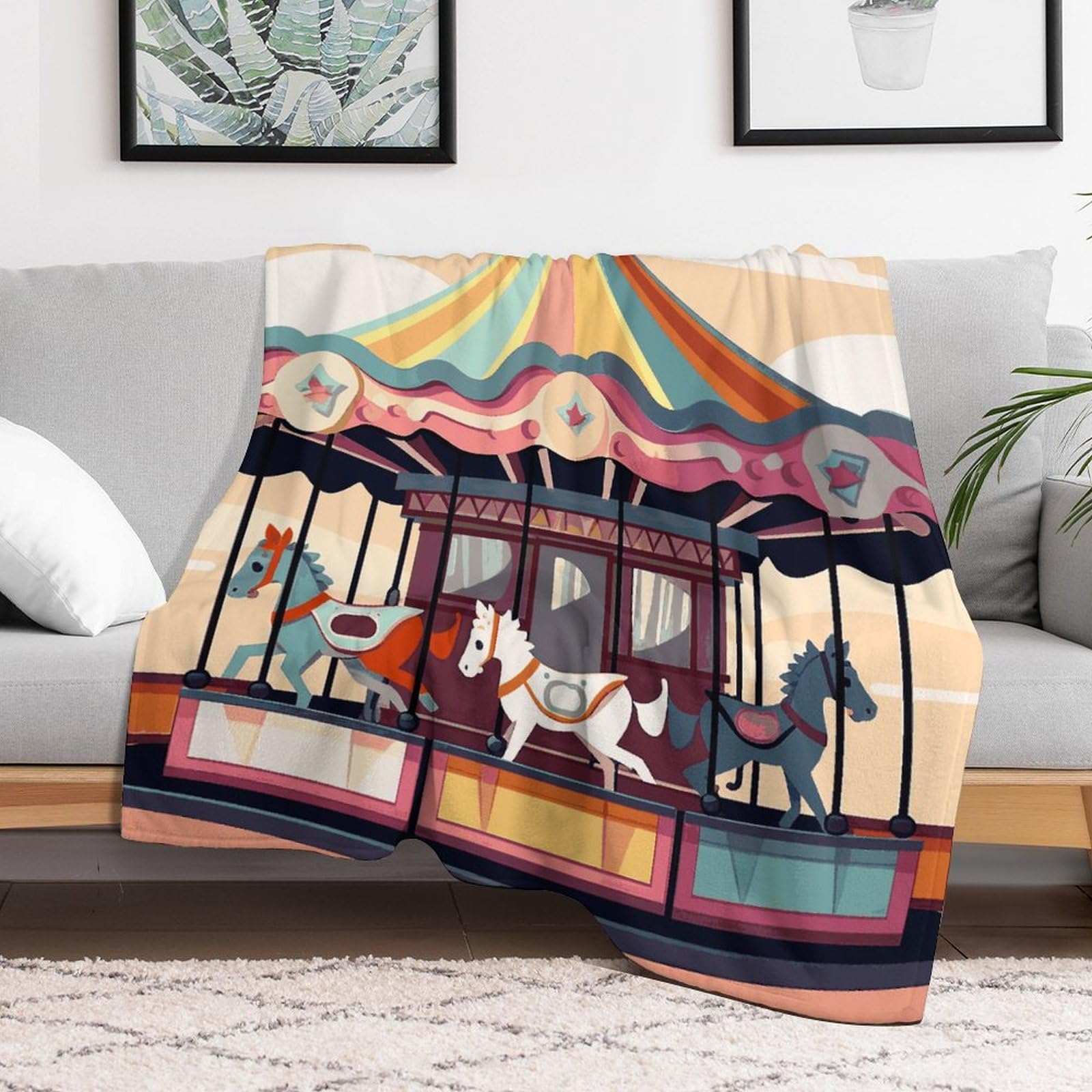 Couverture polaire lavable en machine pour lit et canapé style ferme