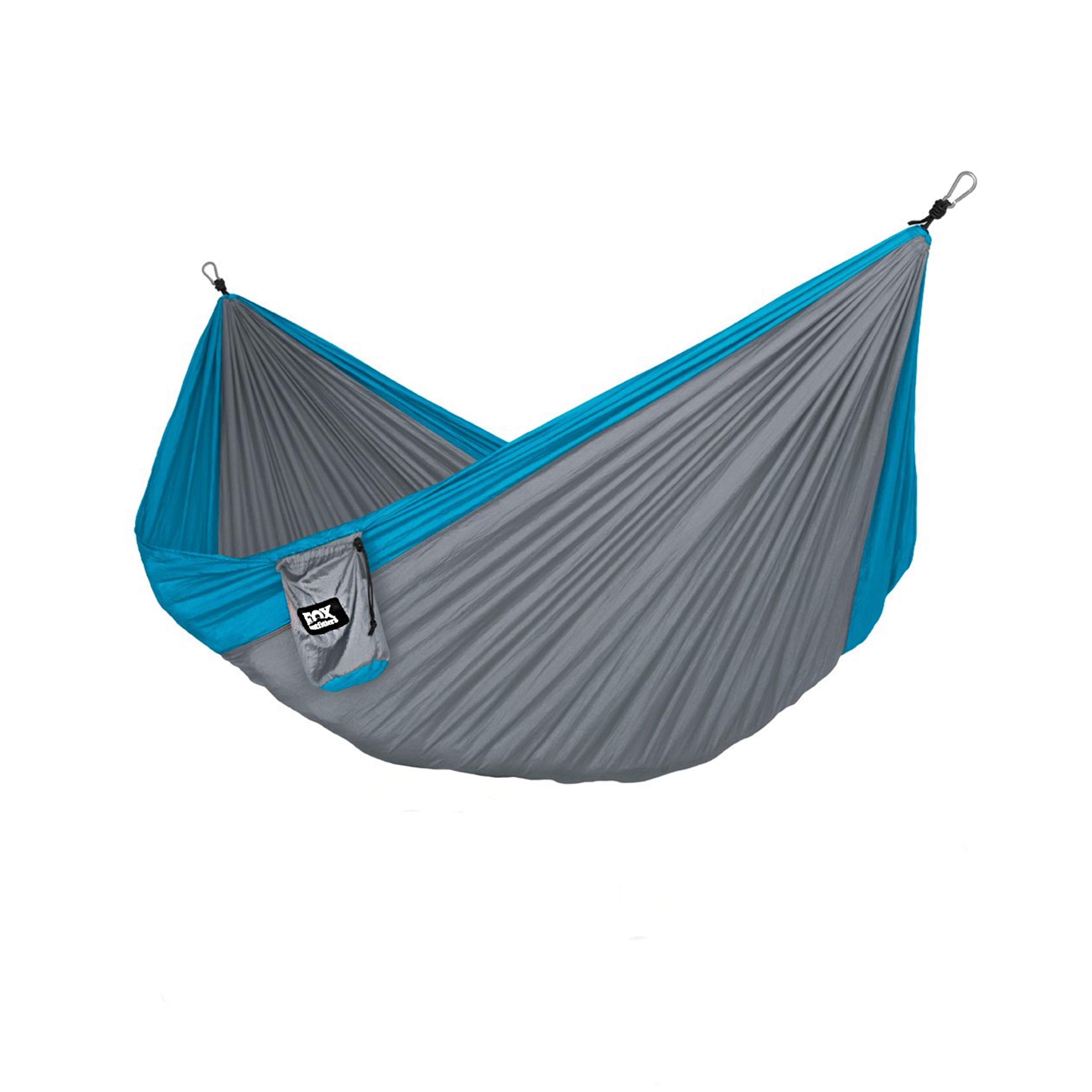 Fox Outfitters Neolite Double Camping Hammock - Lightweight Portable Nylon Parachute Hammock for Backpacking, Travel, Beach, Yard. Hammock Straps & Steel Carabiners Included