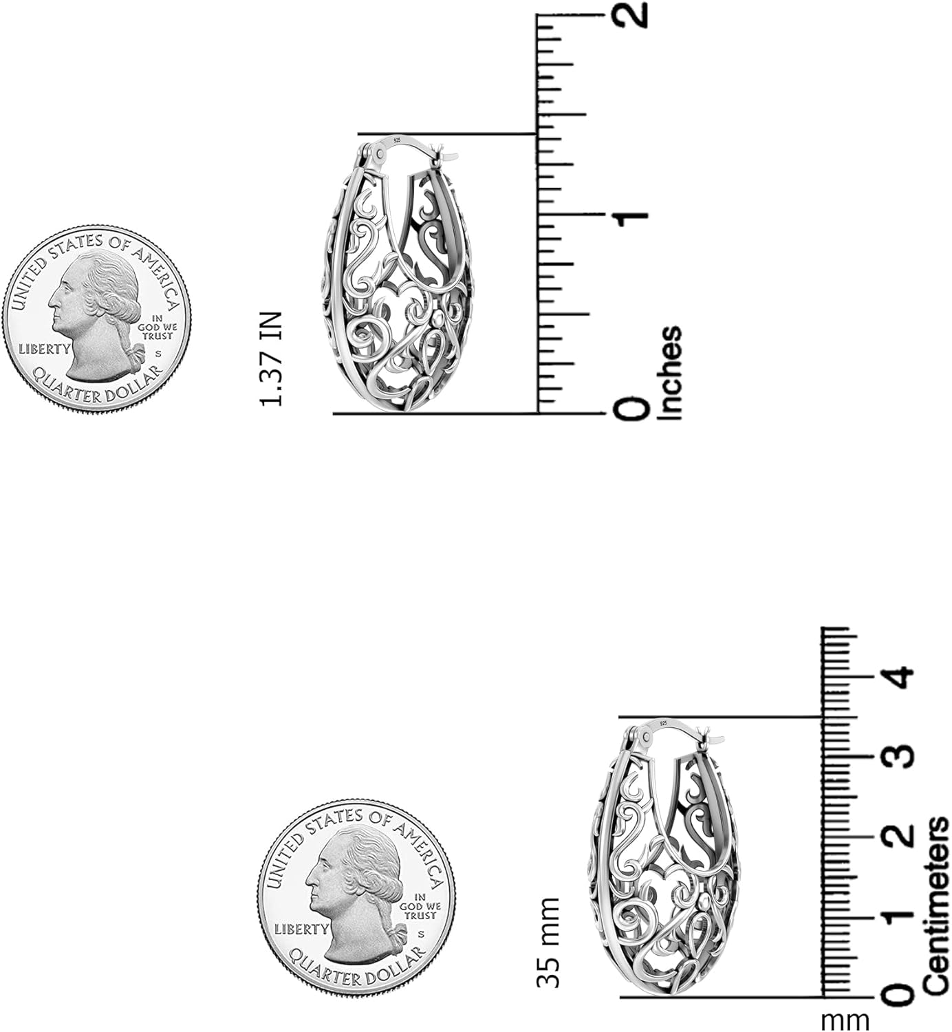 LeCalla 925 Sterling Silver Chunky Hoop Earrings for Jewelry Gifts | Hypoallergenic Medium & Large Click-Top Italian Earring Hoops for Women - Image 5