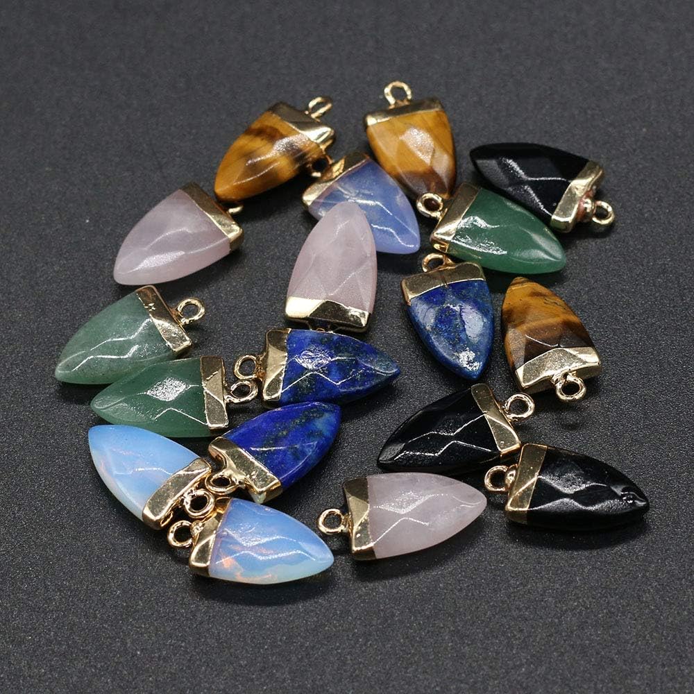 QSLLER Natural Stone Pendants,Horn Shape Natural Stone Agate Pendants(10x20mm) Charms for DIY Jewelry Making Necklace Bracelet(10pcs Random Color) - Image 7