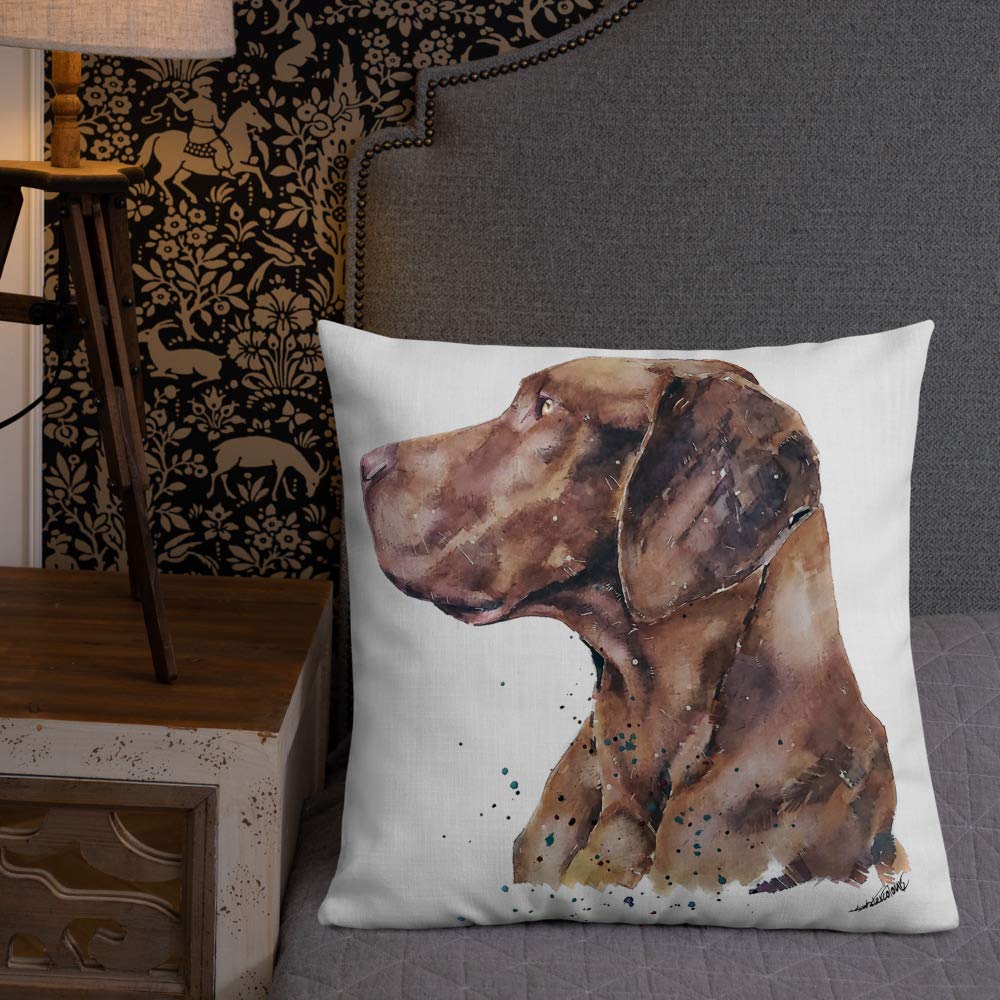 Edswatercolours Lost in Thought Vizsla Premium Pillow - Vizsla Cushion