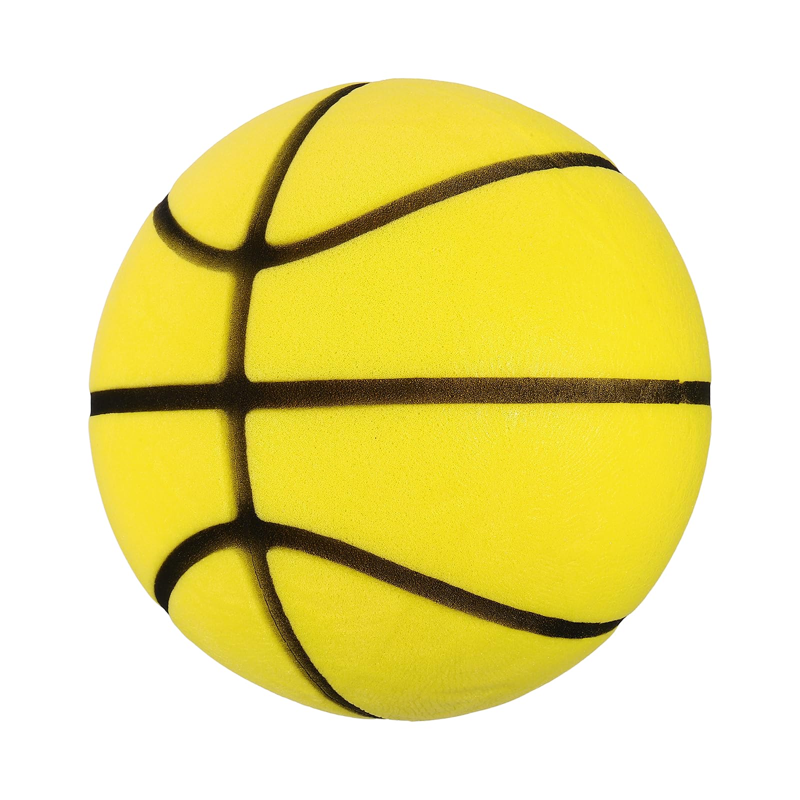 YELARXI Silent Basketball, Size 5 (8.3") Quiet Basketball High Density Foam No Noise 3D Sculpted Groove Bouncing Ball with Net Bag & Lemon Yellow - Fit for (Indoor Training/Practice)