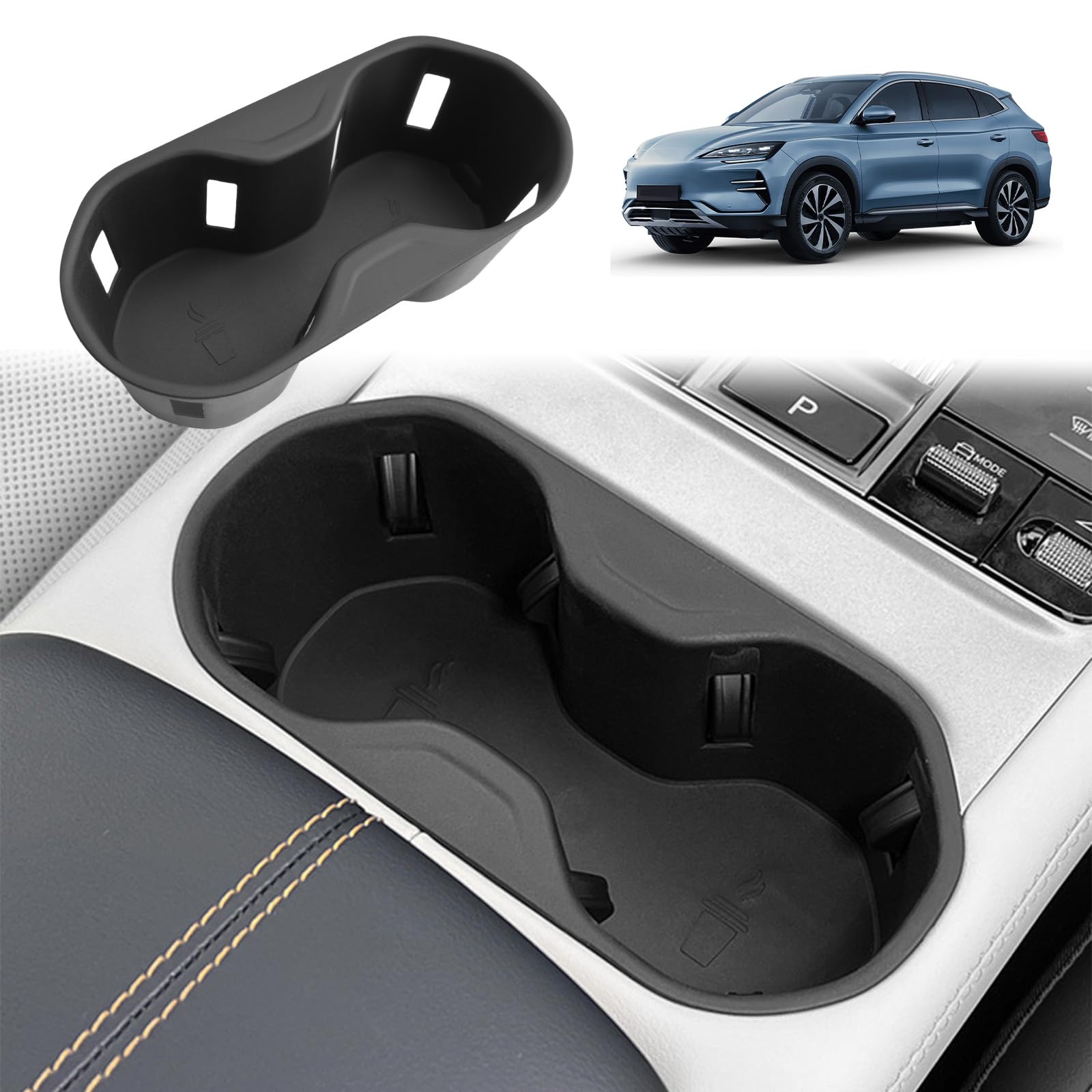 GAFAT Compatible con BYD Seal U DM-i EV 2024 2025 2026 funda protectora para portavasos, Seal U DMi 2025 TPE de goma blanda para consola central, soporte para vasos original de reserva de 4 agujeros