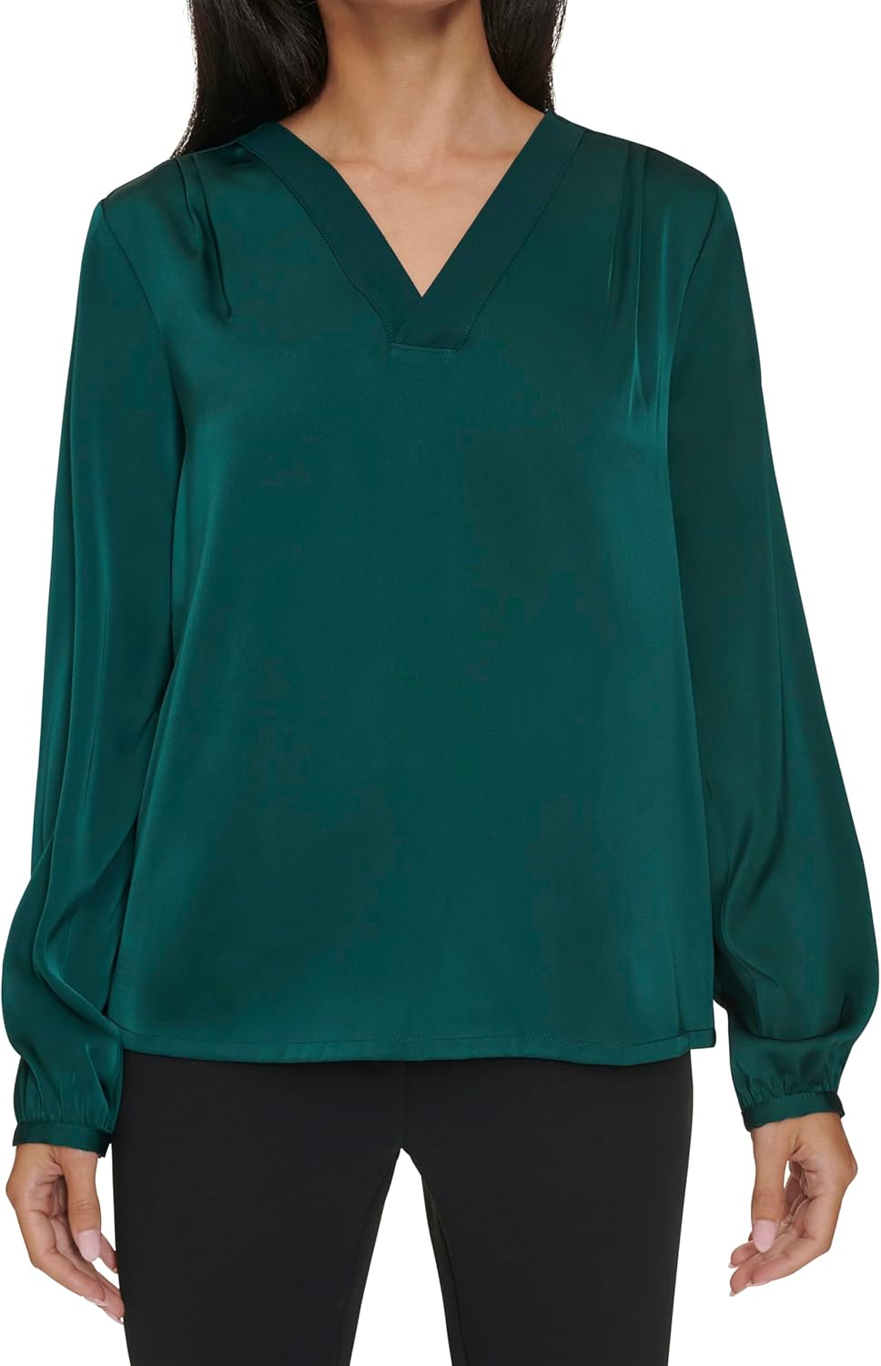 Calvin Klein Womens V Neck Long Sleeve Blouse - Image 2