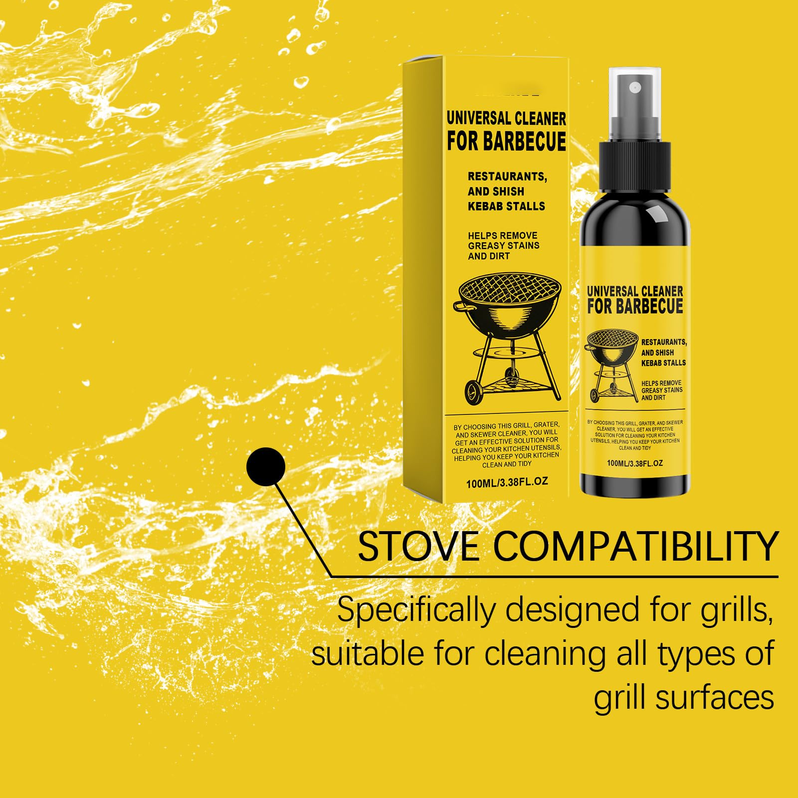 Grill & BBQ Cleaner Spray - Hochleistungs-Entfetter für Outdoor-Roste, Spieße & Kochgeschirr, entfernt gebackenes Fett & Lebensmittel, Mehrflächen-Kücheneinsatz (5PCS)