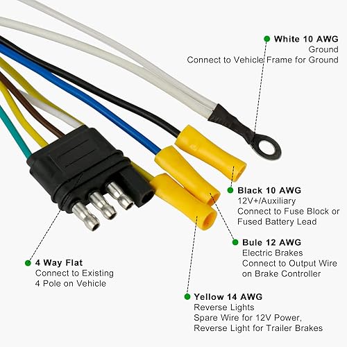 Miniatura 6 de Kit de conector de cableado de remolque hembra plano de 4 vías a 7 vías de ajuste universal y conector de cableado de remolque hembra plano de 4