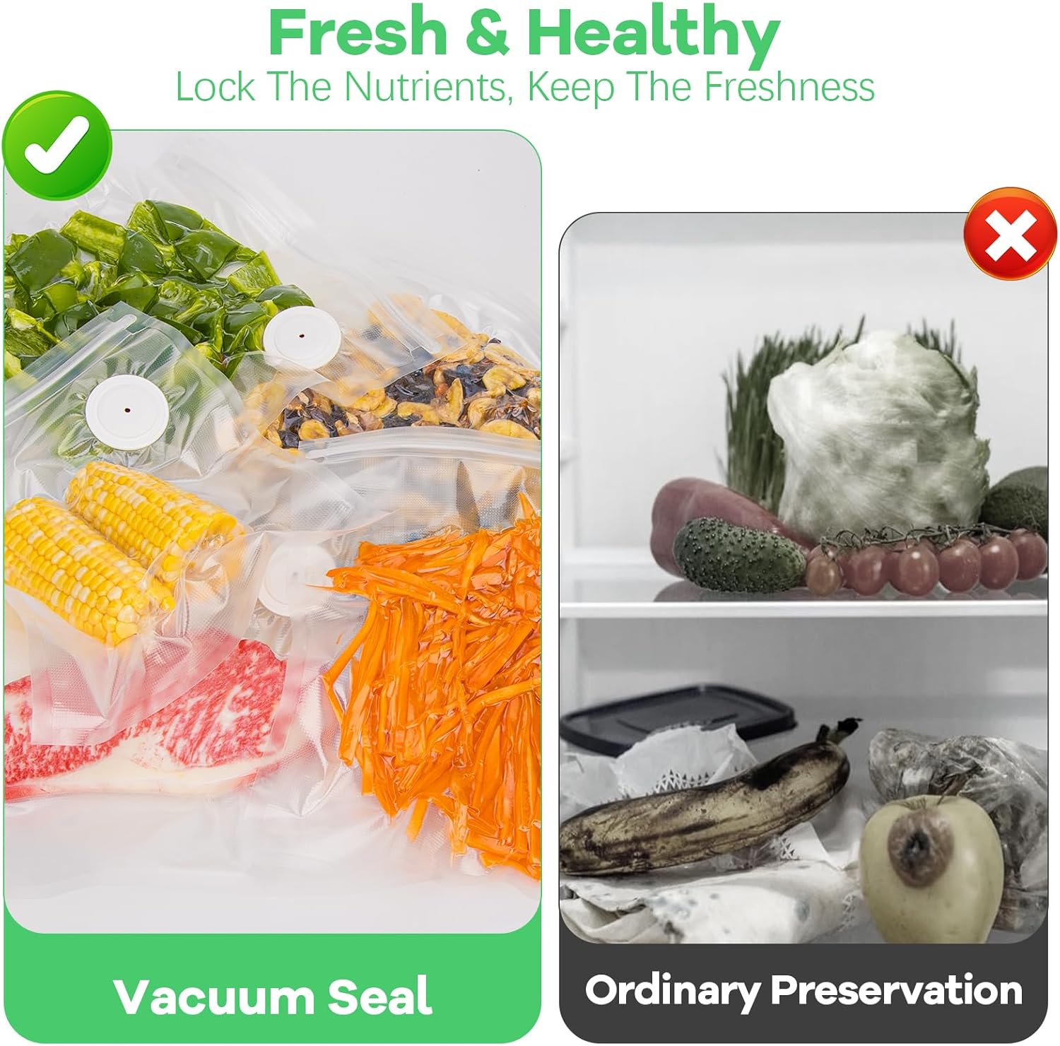 Vacuum Sealer Bags Compatible with Feppo for Food,10 PCS 10.2"×11.0" & 10 PCS 11.8"×13.0",BPA-Free Reusable Meal Bags with Air Valve