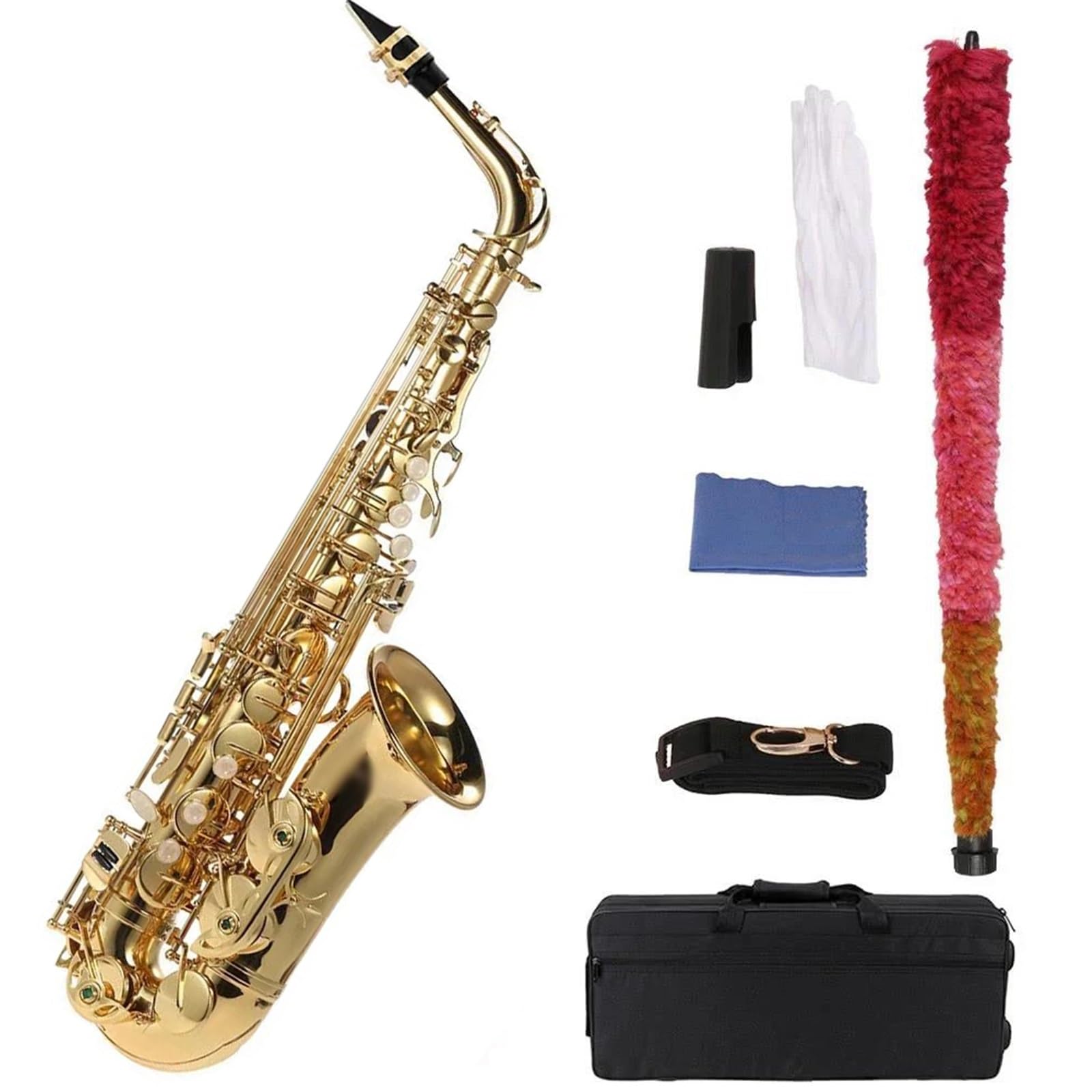 sassofono Mi Bemolle Mib Sassofono Contralto Ottone Laccato Sax Strumento A Fiato Con Custodia Accessori Per Sassofono (Color : Gold)