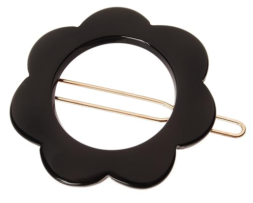 France Luxe Elegante Flor Tige Boule Pasador - Negro