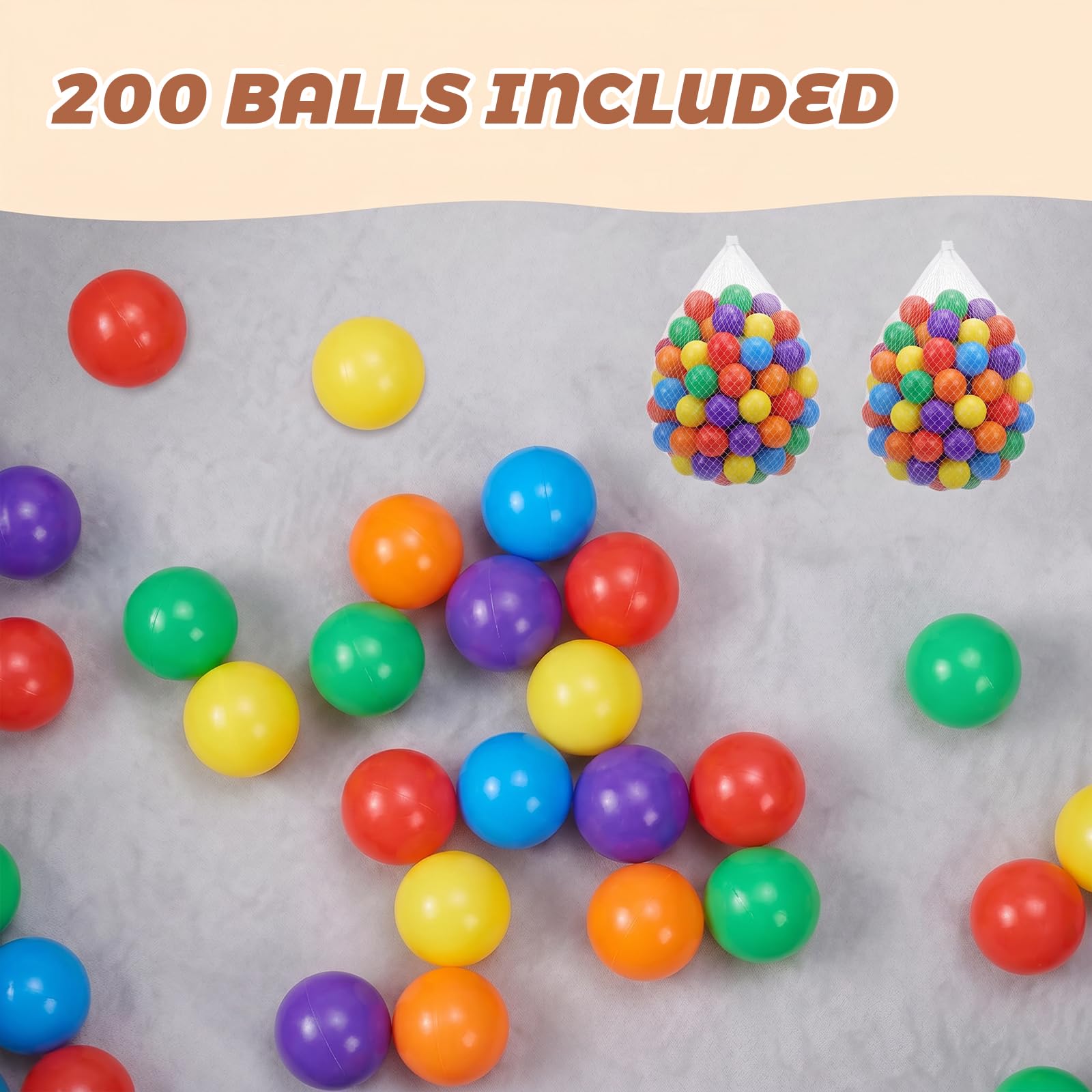 Wilwolfer Bagno per palle per bambini piccoli: piscina per palline in schiuma con 200 palline colorate – bagno per bambini con palline incluse – piscina rotonda morbida pieghevole grande (grigio)
