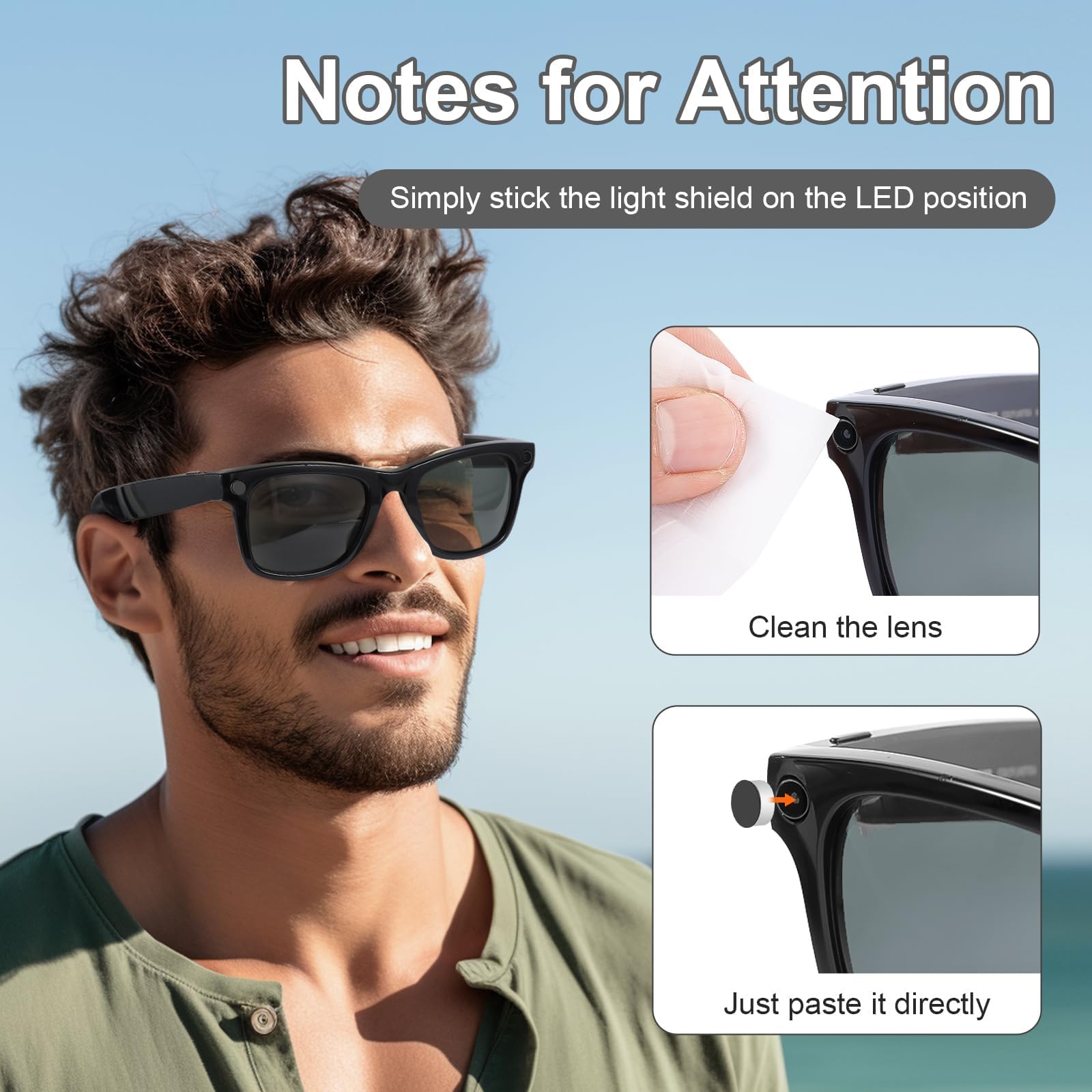 14PCS LED Light Blocking Stickers Compatible with Ray Ban Meta Wayfarer/Skyler/Oakley Meta HSTN Smart Glasses Accessories, Low-Tack Restickable Blackout Light Covers Sticker (14) — view 4