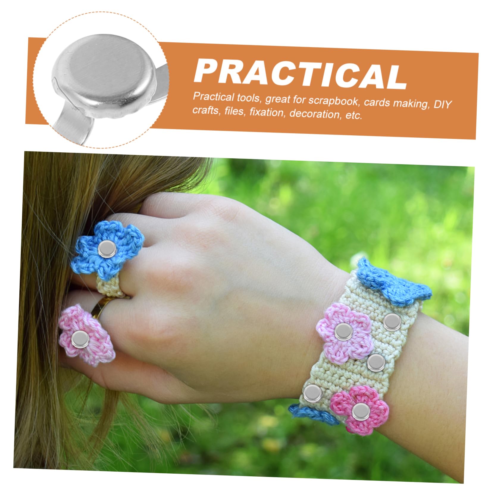 HAPINARY Double Foot Spikes Metal Brads 50pcs Craft DIY Fasteners Decorative Nails for Paper Crafts Round Head Fasteners