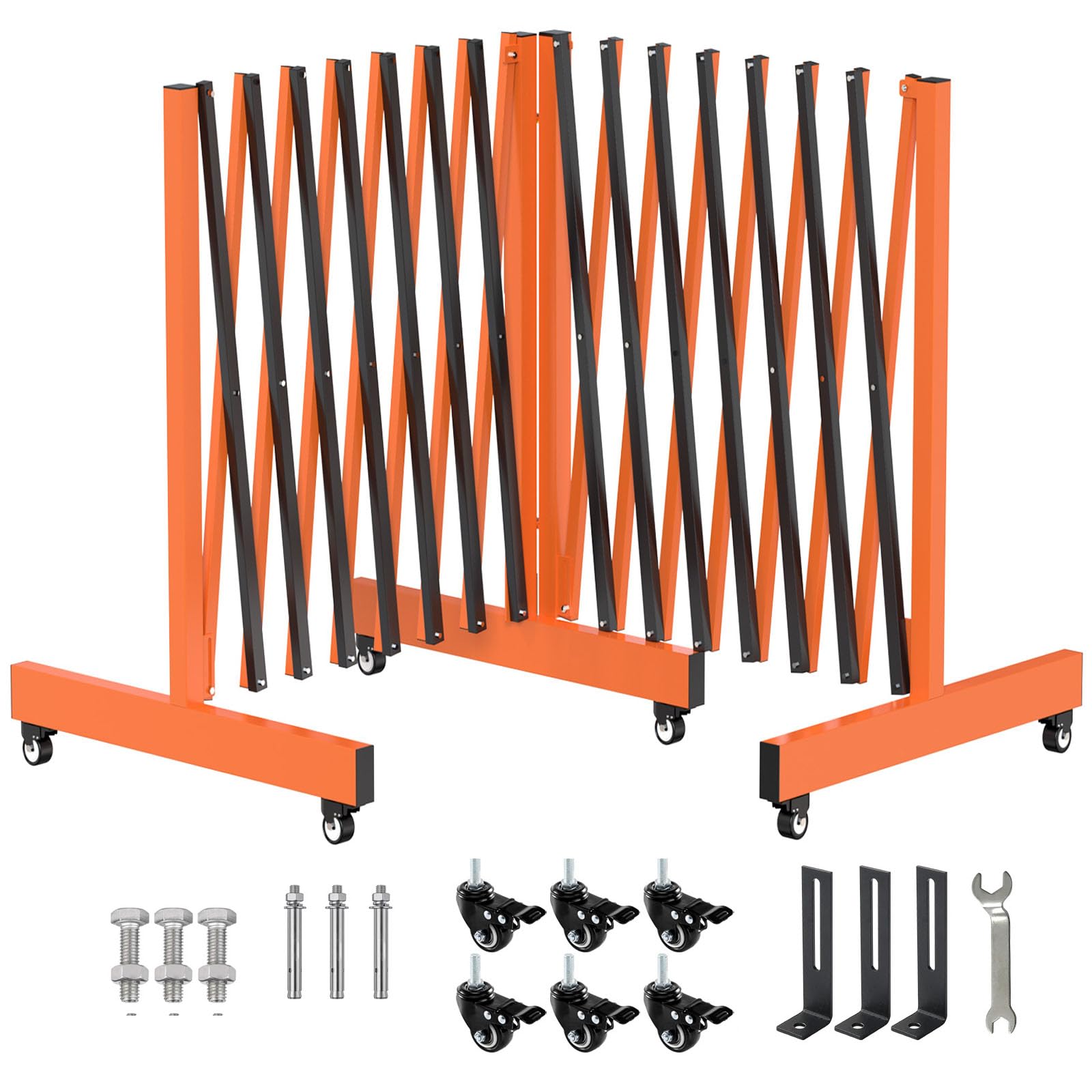 1 Set 16.8FT Industrial Metal Expandable Barricade，Retractable
