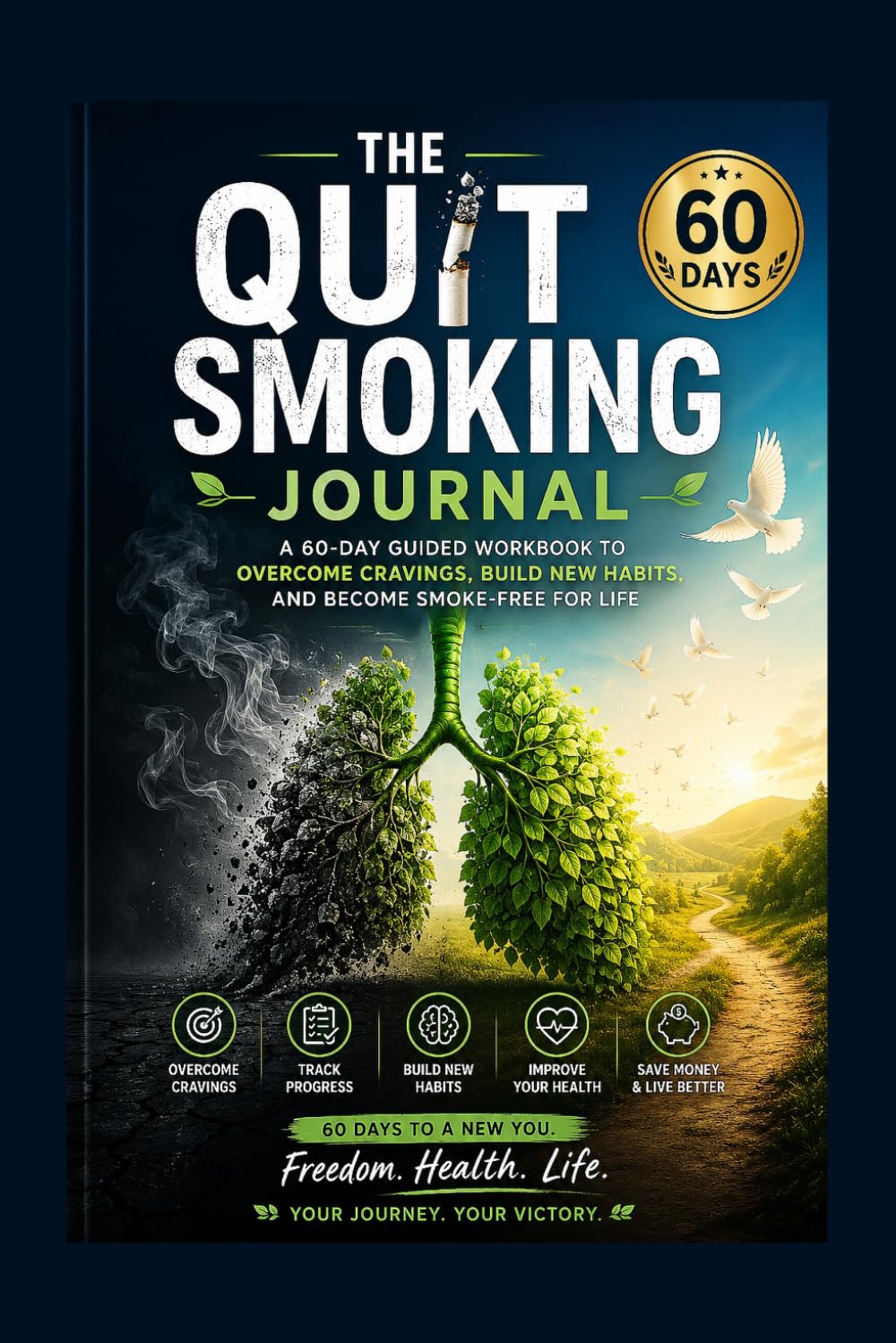 The Quit Smoking Journal: A 60-Day Guided Workbook to Overcome Cravings, Build Healthy Habits, Track Progress, and Become Smoke-Free for Life