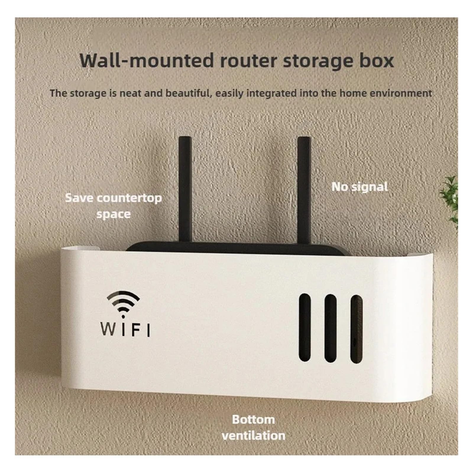 Wand Router Aufbewahrungsbox Behälter Wandmontierte Router-Box Büro-Mediendekor-Konsole WLAN WLAN-Box Drahtlose Aufbewahrungsboxen Rack-Halterung Wandregal(Color 1)