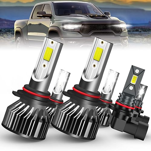 SPBRTBUB Compatible con 2016 2017 2018 DODGE RAM 1500 2500 3500 con proyector bombillas LED, 9005 y 9005 de haz altobajo y 91459006 bombillas LED