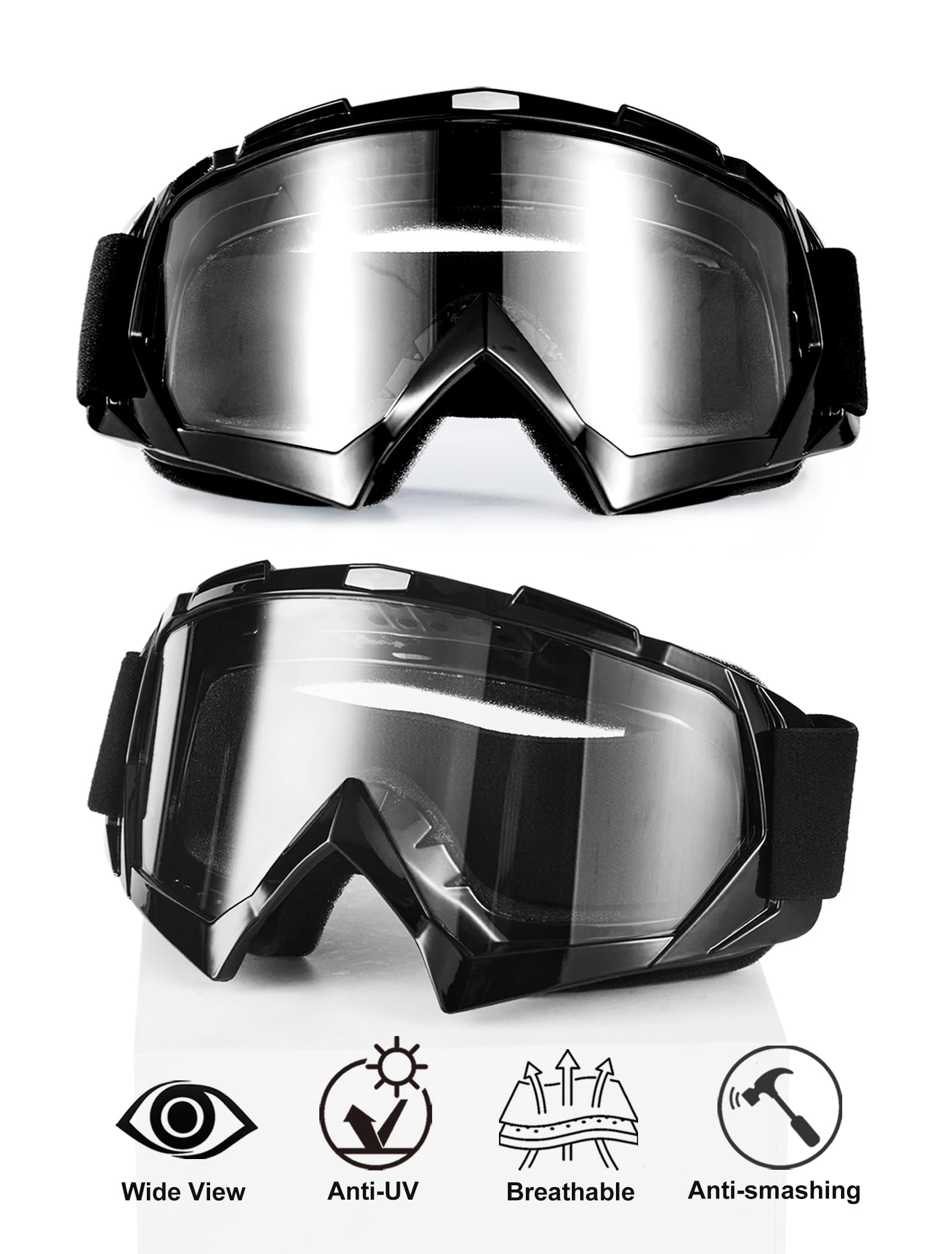 Motocross-Schutzbrille, staubdicht, winddicht, Offroad-Rennen, MX, Quad-Rad, für Erwachsene, Herren, Damen, Jugendliche, 2 Stück