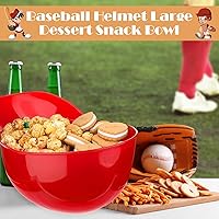 Vista 6 de Tanlade Casco de béisbol de plástico grande de 72 onzas, cuencos de béisbol, cuencos para aperitivos, helado, postre para trabajadores de Rojo