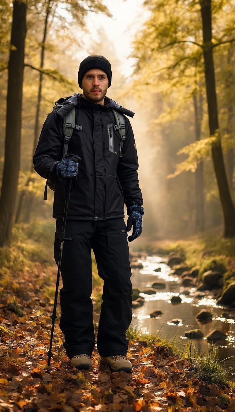 Hombres Impermeable Chaqueta con Capucha Desmontable