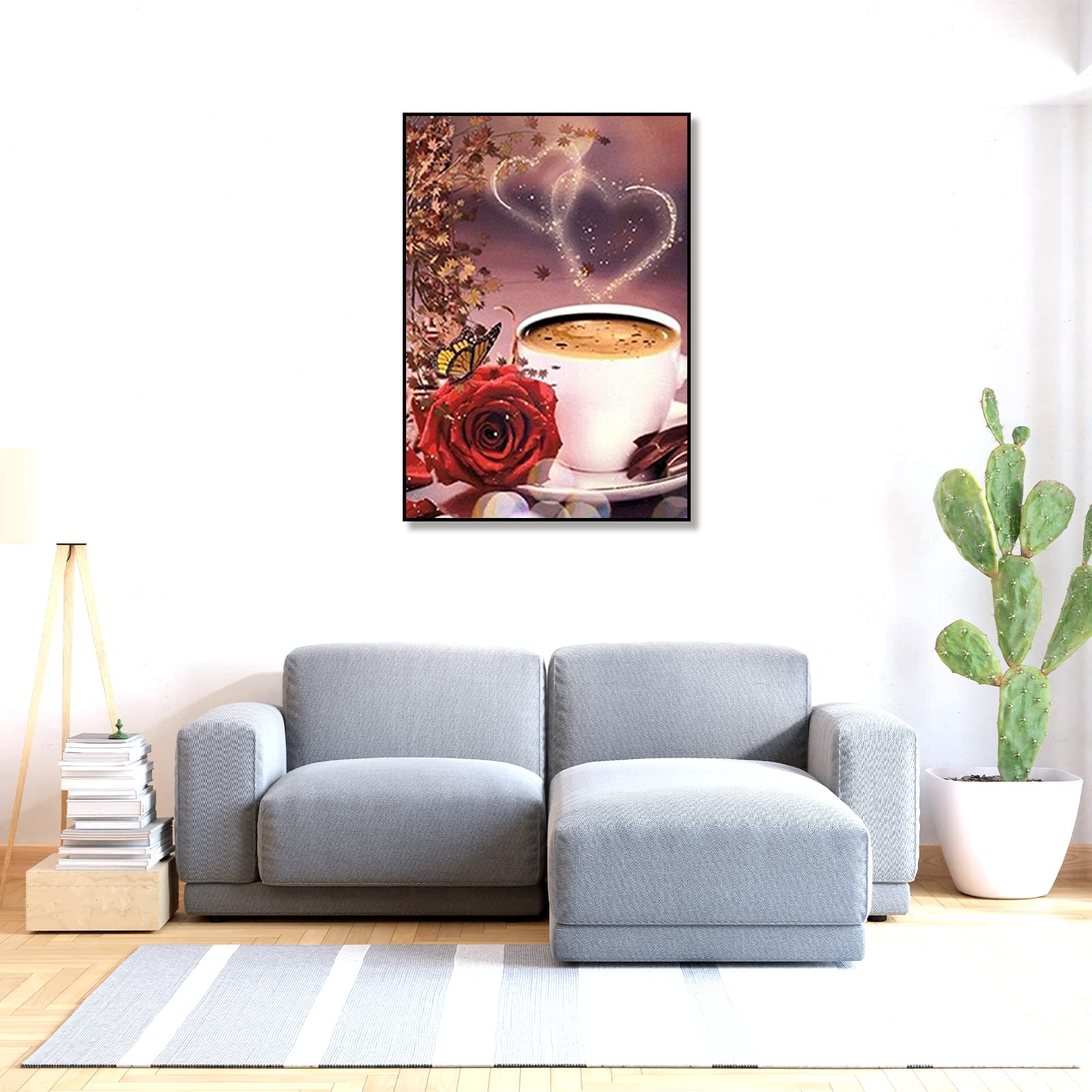 SHEGZHUC Diamond Painting Café 40x50 Cm Carré – Kit Complet Strass, Broderie Diamant Cuisine Relaxante Adulte