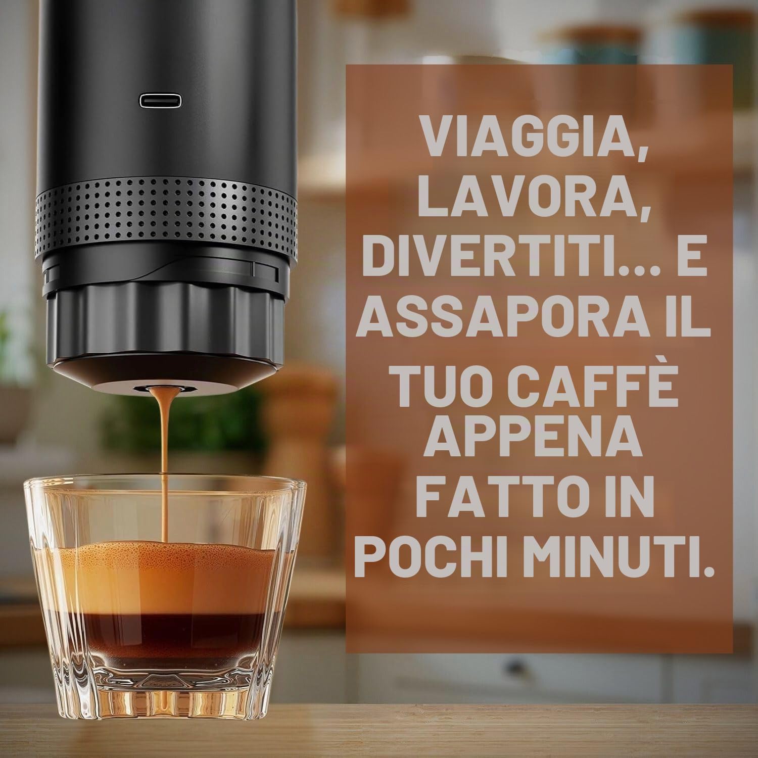 Portatile Caffettiera capsule 3 in 1 compatibile con Nespresso Dolce Gusto e Caffè Macinato - Macchina da caffè multicapsula per il trasporto - piccola (nero)