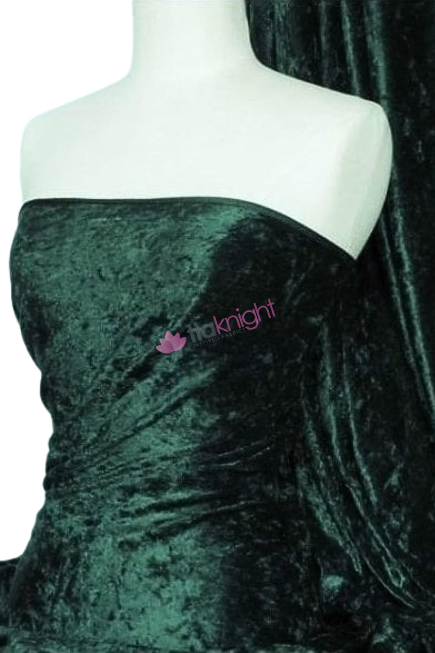 Crushed Velvet Stretch Material | Soft Furnishing, Craft Velour & Dressmaking Fabric | Same Day Dispatch | Sold By The Metre | By Tia Knight Q156 (Dark Bottle Green)
