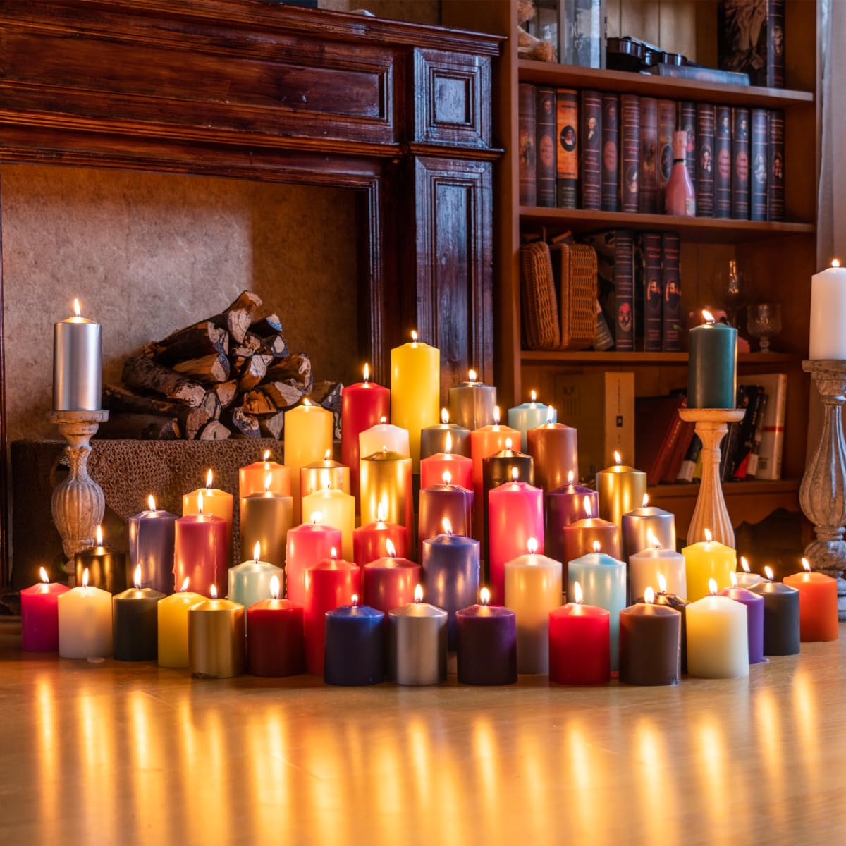 MOZEAL Set di 3 candele a colonna non profumate versate a mano