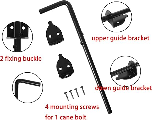 Miniatura 2 de Perno de caña de 12 pulgadas, pasador de acero con acabado negro, principalmente para puertas de madera, PVC, vinilo, metal, puertas (12 pulgadas,