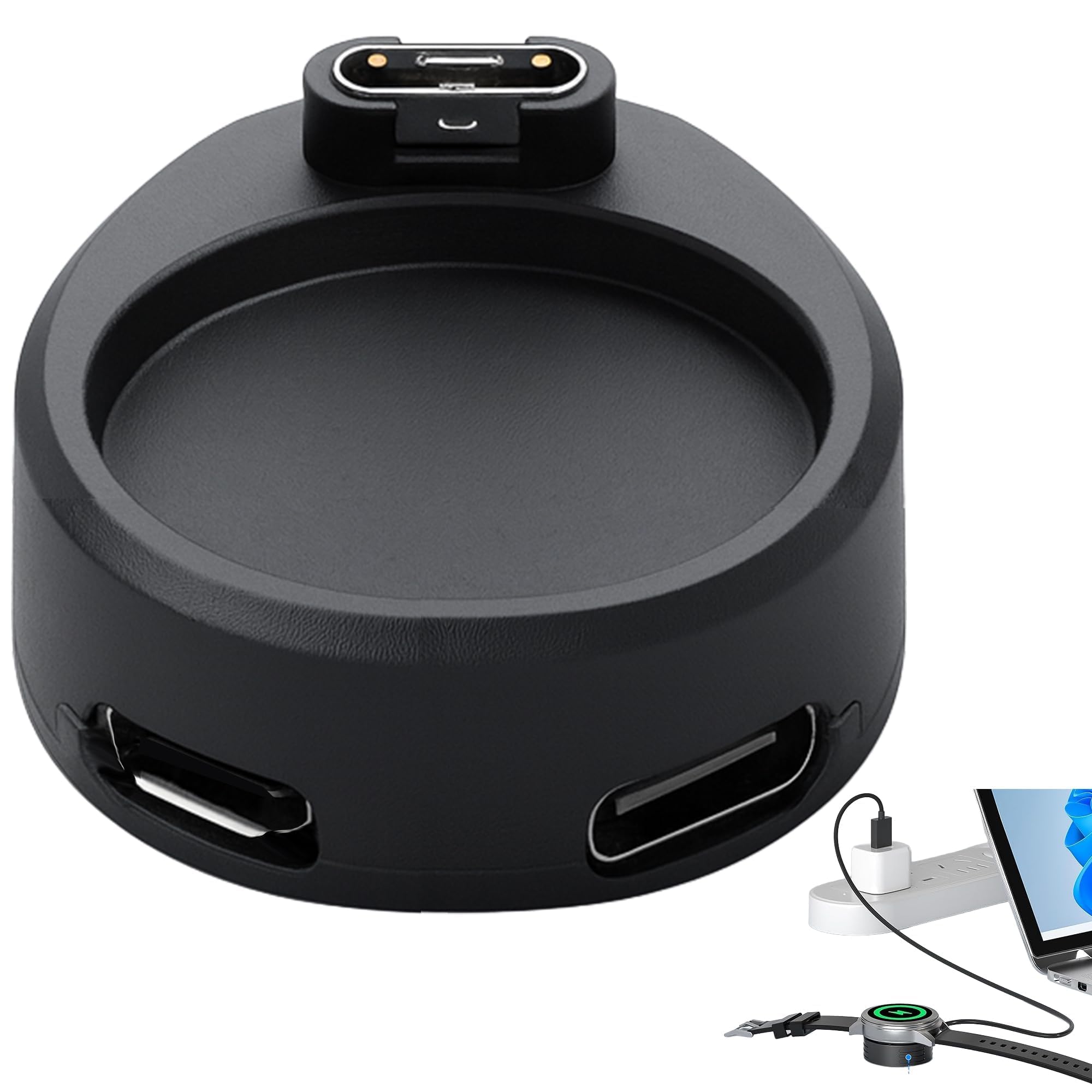 Magnetic Smartwatch Charger Dock with USB-C & Micro USB, Gold-Plated Copper Core Fast-Charge Stand Compatible with Garmin Fenix/Forerunner/Venu/Epix/Tactix/Approach/Enduro