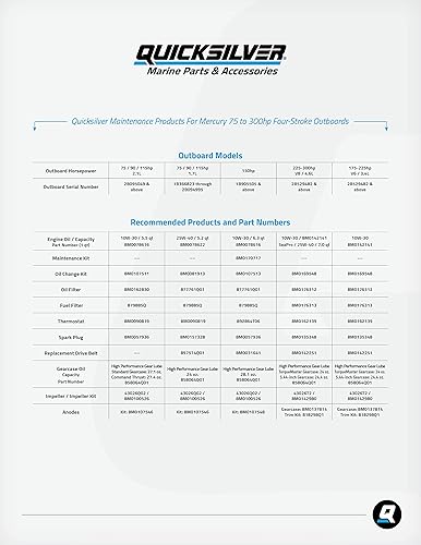 Miniatura 2 de Quicksilver 8M0170717 Kit de reparación de servicio fueraborda para Mercury 150 Hp 4 tiempos S/N 1B905505 y más