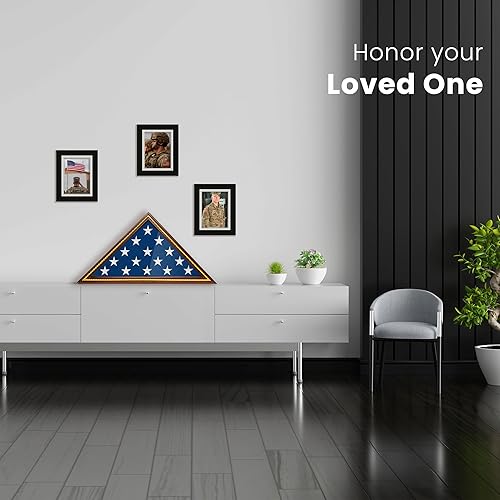 Miniatura 6 de Funda de bandera para bandera de veteranos estadounidenses de 9.5 x 5 pies, vitrina frontal de cristal para bandera de entierro montada en la pared,