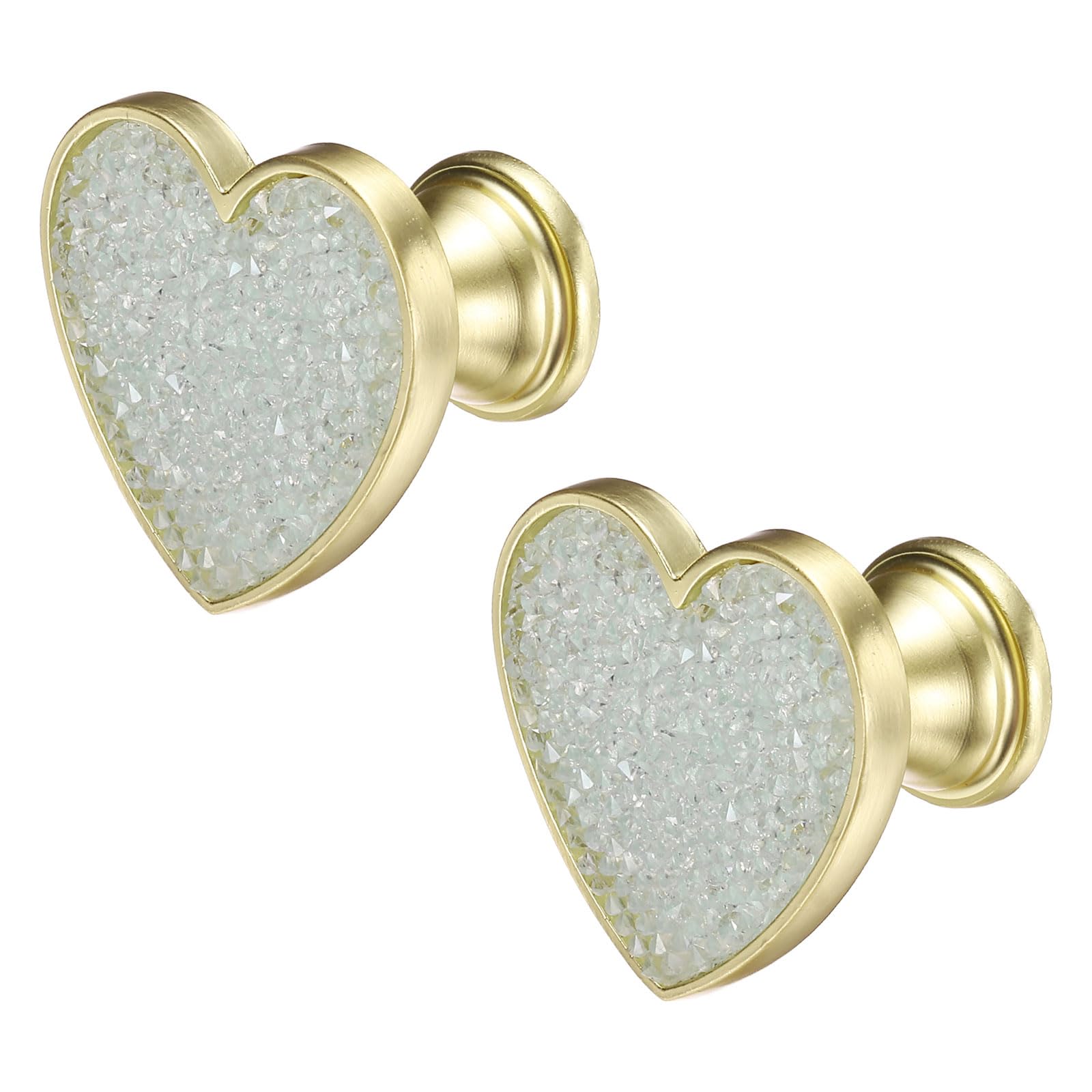 sourcing map 2Pcs Drawer Knobs, Zinc Alloy Decorative Heart-Shaped Pull Handles with Screws for Furniture Dresser Wardrobe Cupboard, Crystal Light Blue