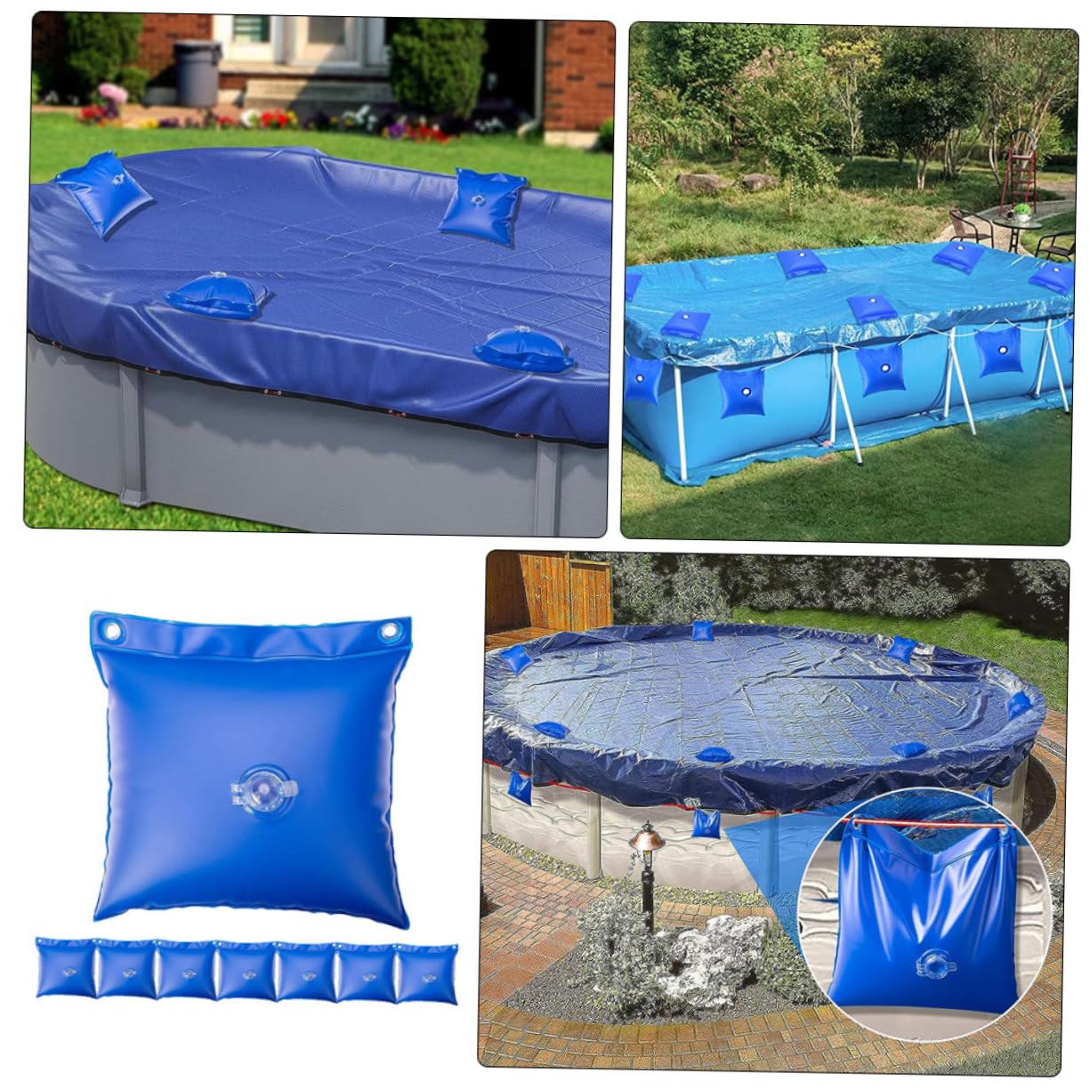 Paquet Suspendu pour Piscine 8 Pièces en PVC Bleu, Usage de Rangement