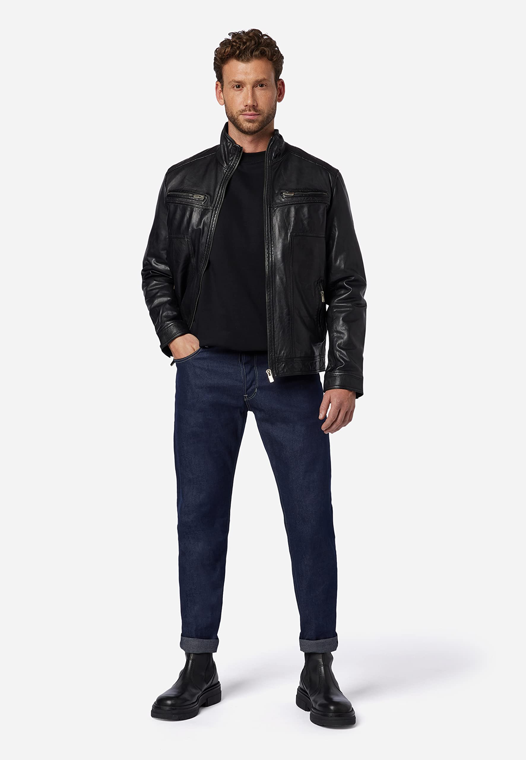 Albat Herren Bikerjacke aus Premium Lammleder
