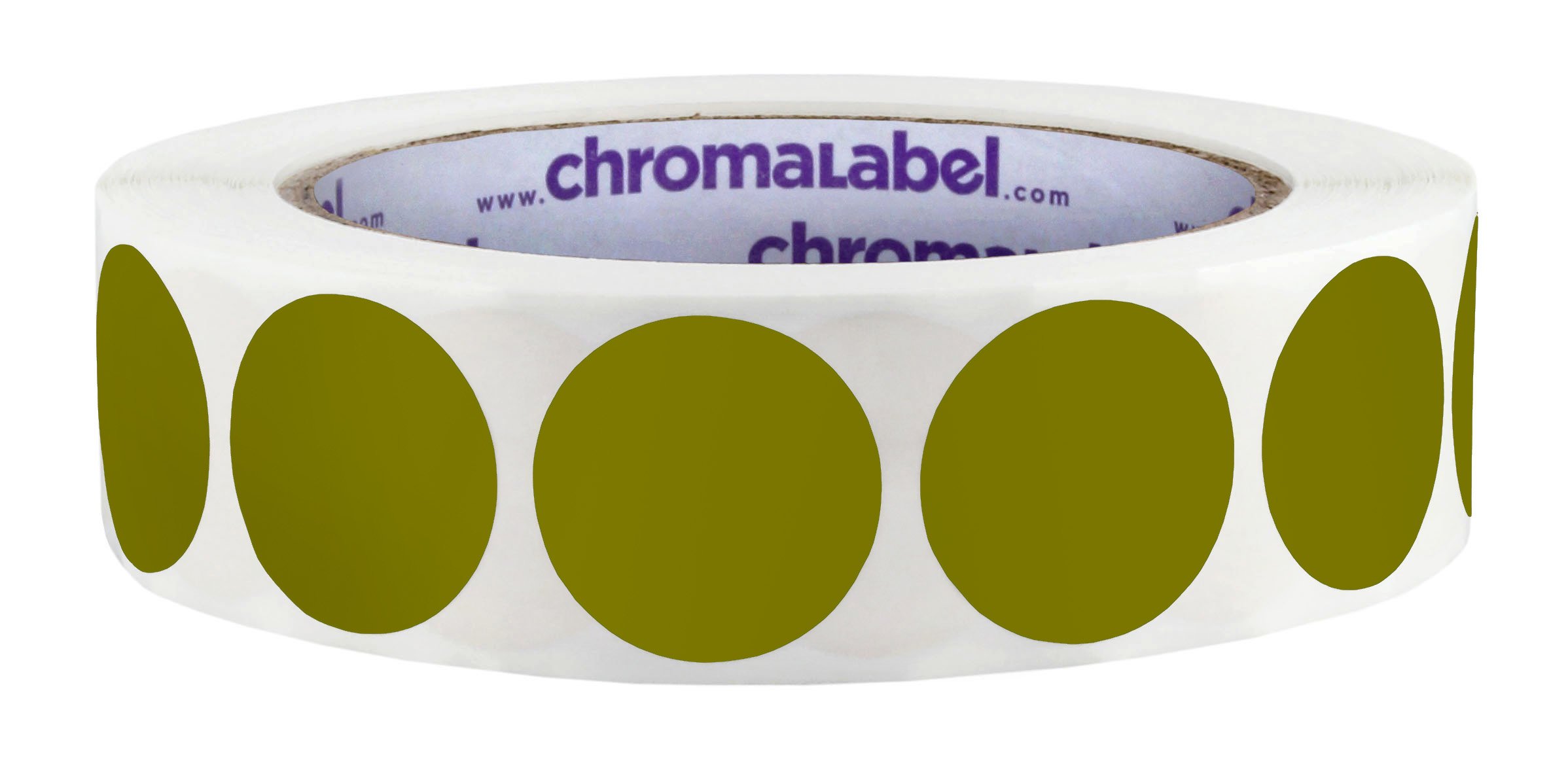 ChromaLabel 1 Inch Round Permanent Color-Code Dot Stickers, 1000 per Roll, Olive
